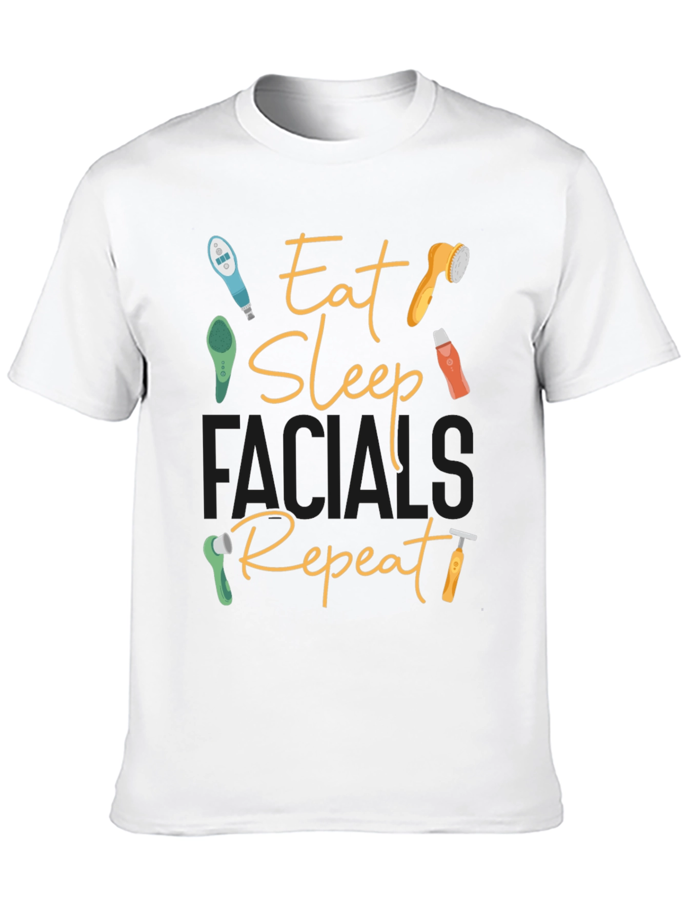 Black Eat Sleep Facials Repeat Graphic Tee view 10