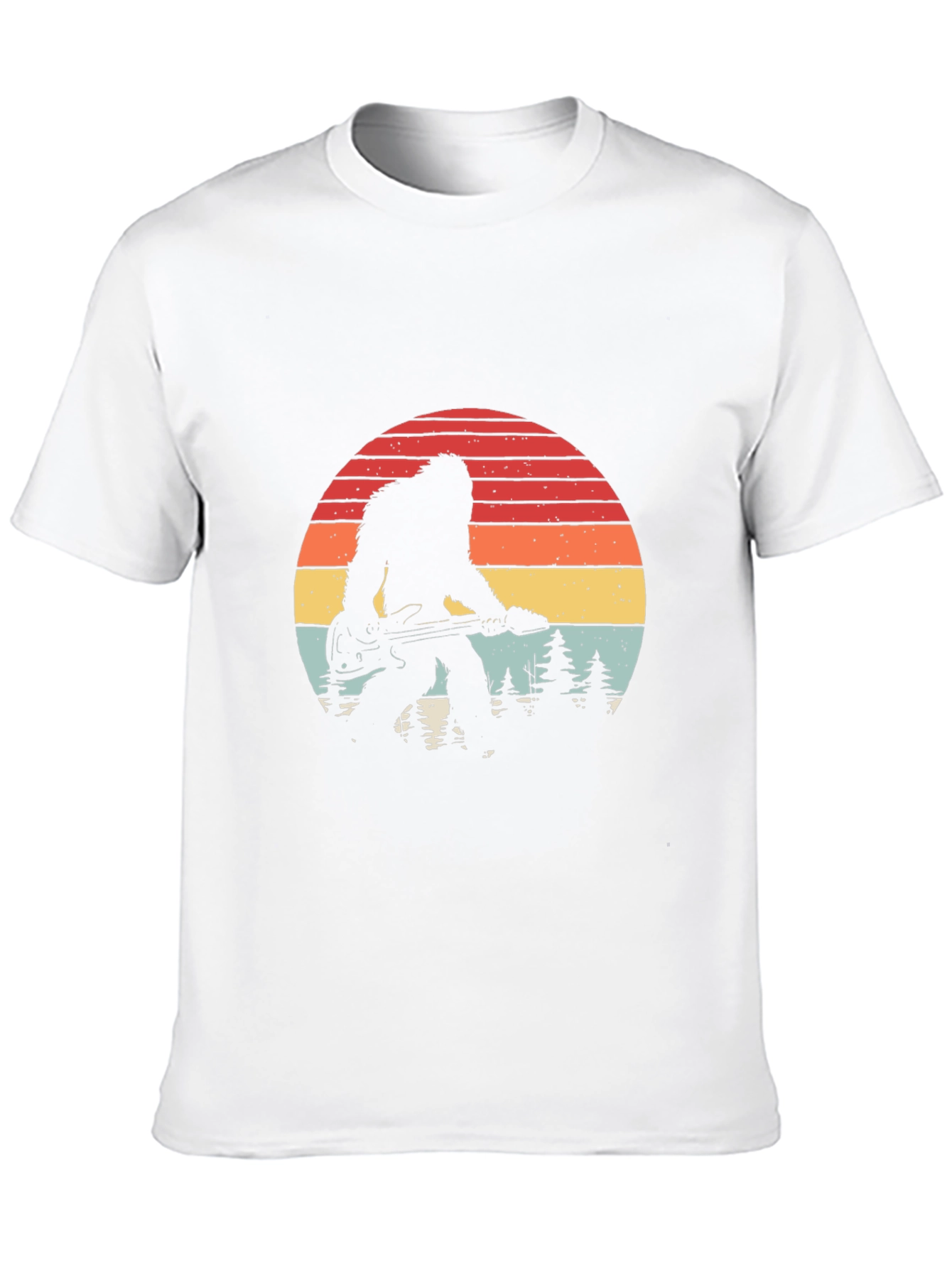 Black Bigfoot Guitarist Retro Graphic Tee view 10