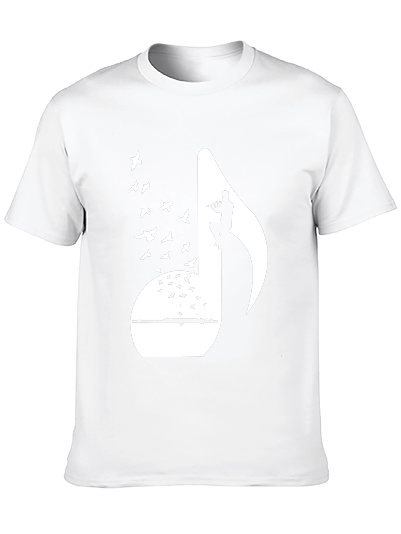 Black Musical Note Flute Player Graphic Tee - Black Cotton T-Shirt view 10