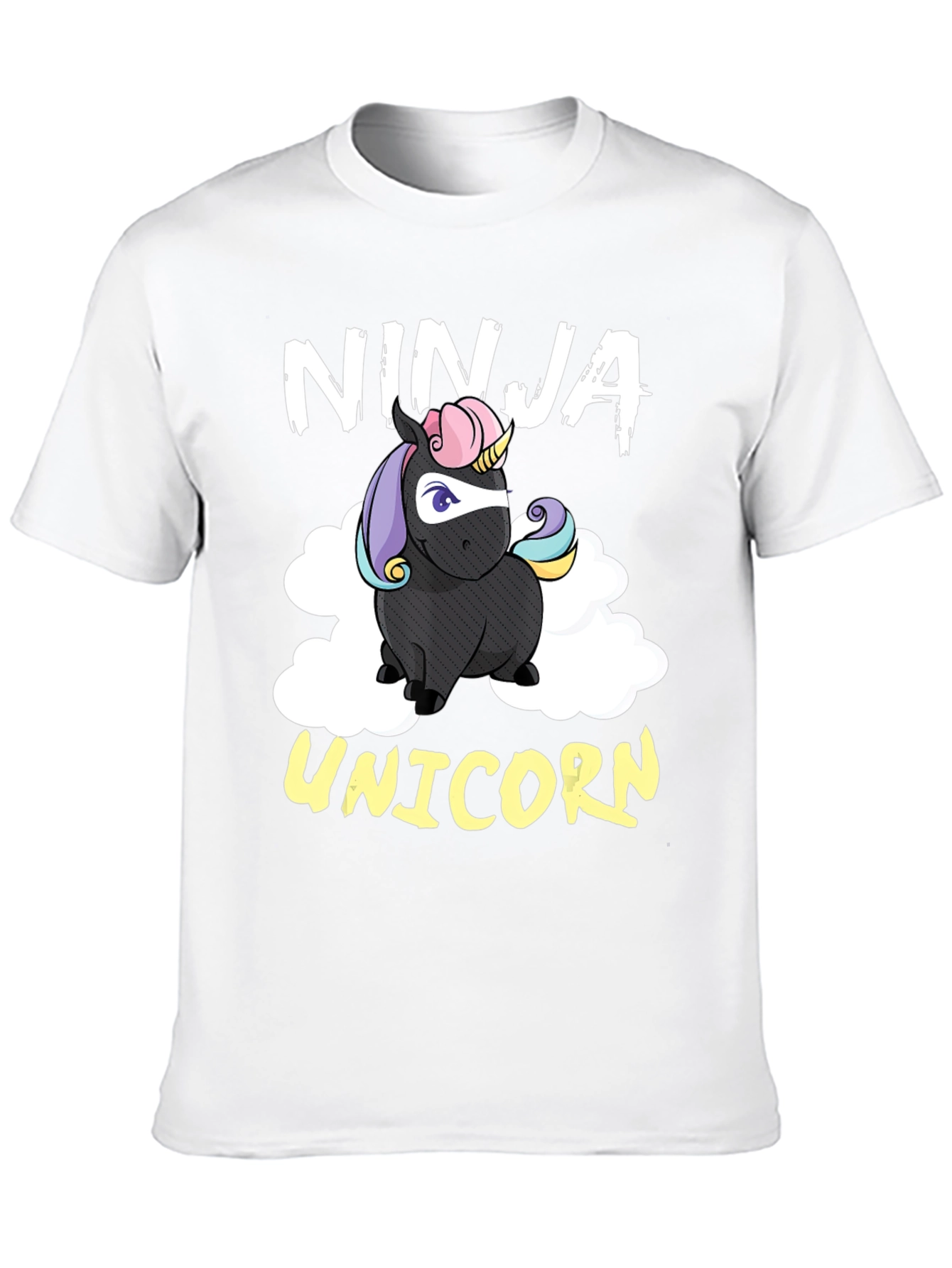 Black Ninja Unicorn Graphic Tee - Funny Cartoon T-Shirt view 10