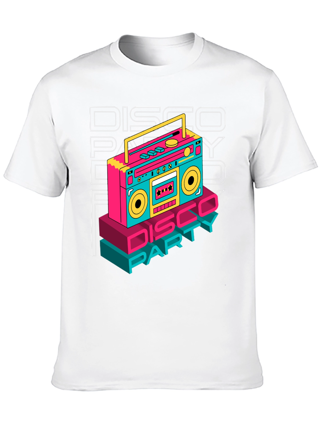 Black Retro Disco Party T-Shirt - Boombox Graphic view 10