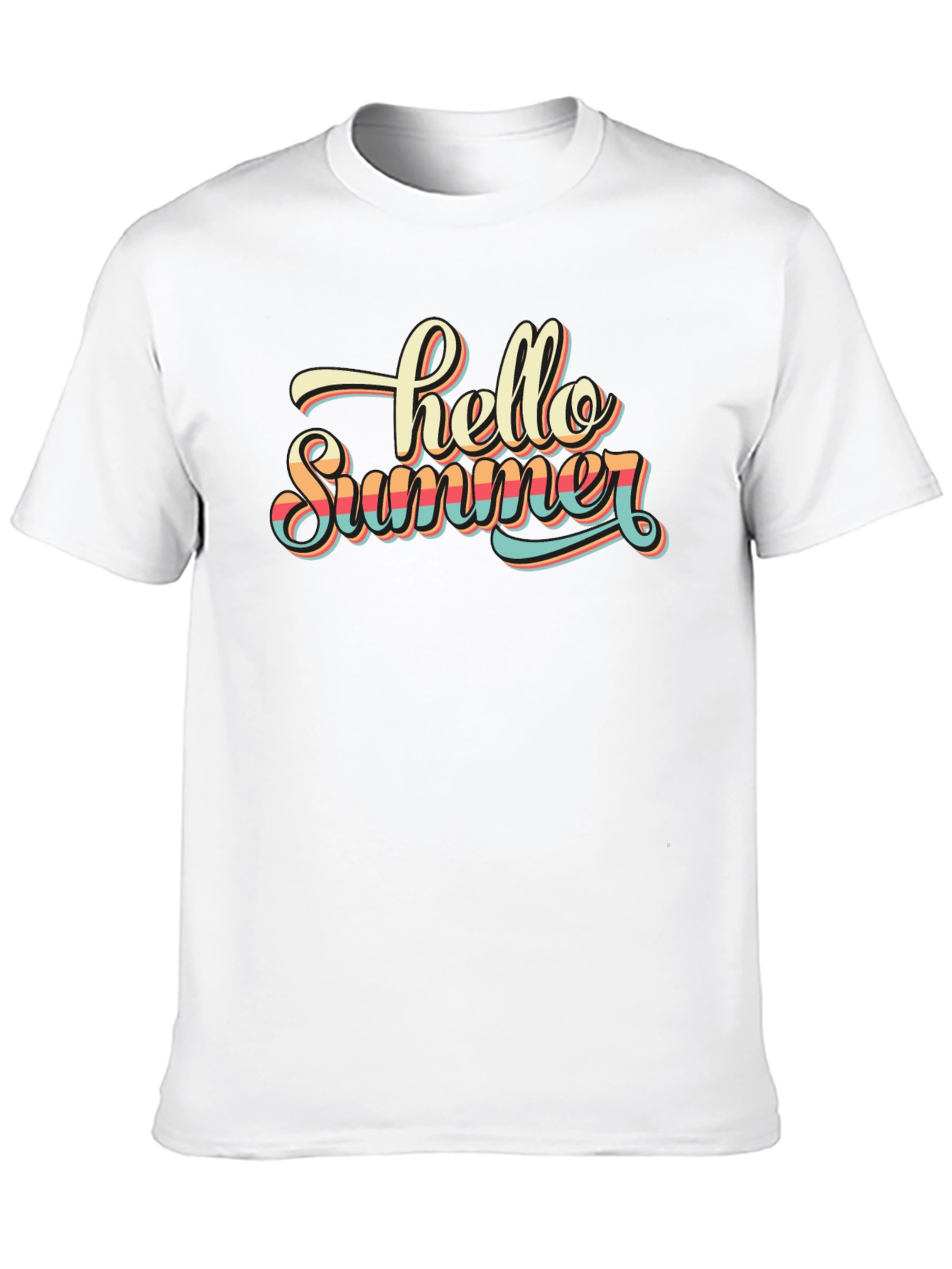 Black Hello Summer Graphic T-Shirt - Retro Style Black Tee view 10