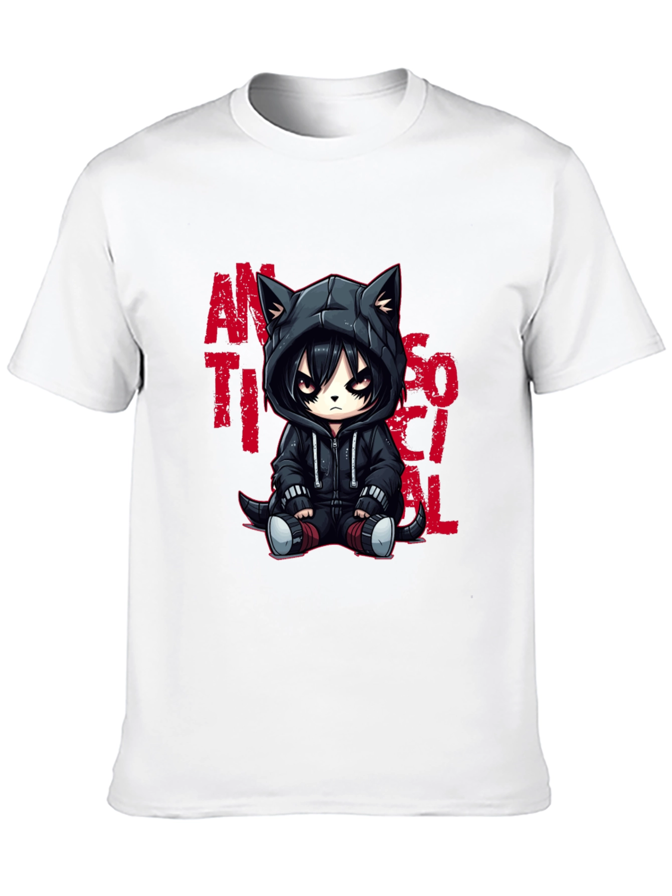 Black Anti-Social Cat T-Shirt view 10