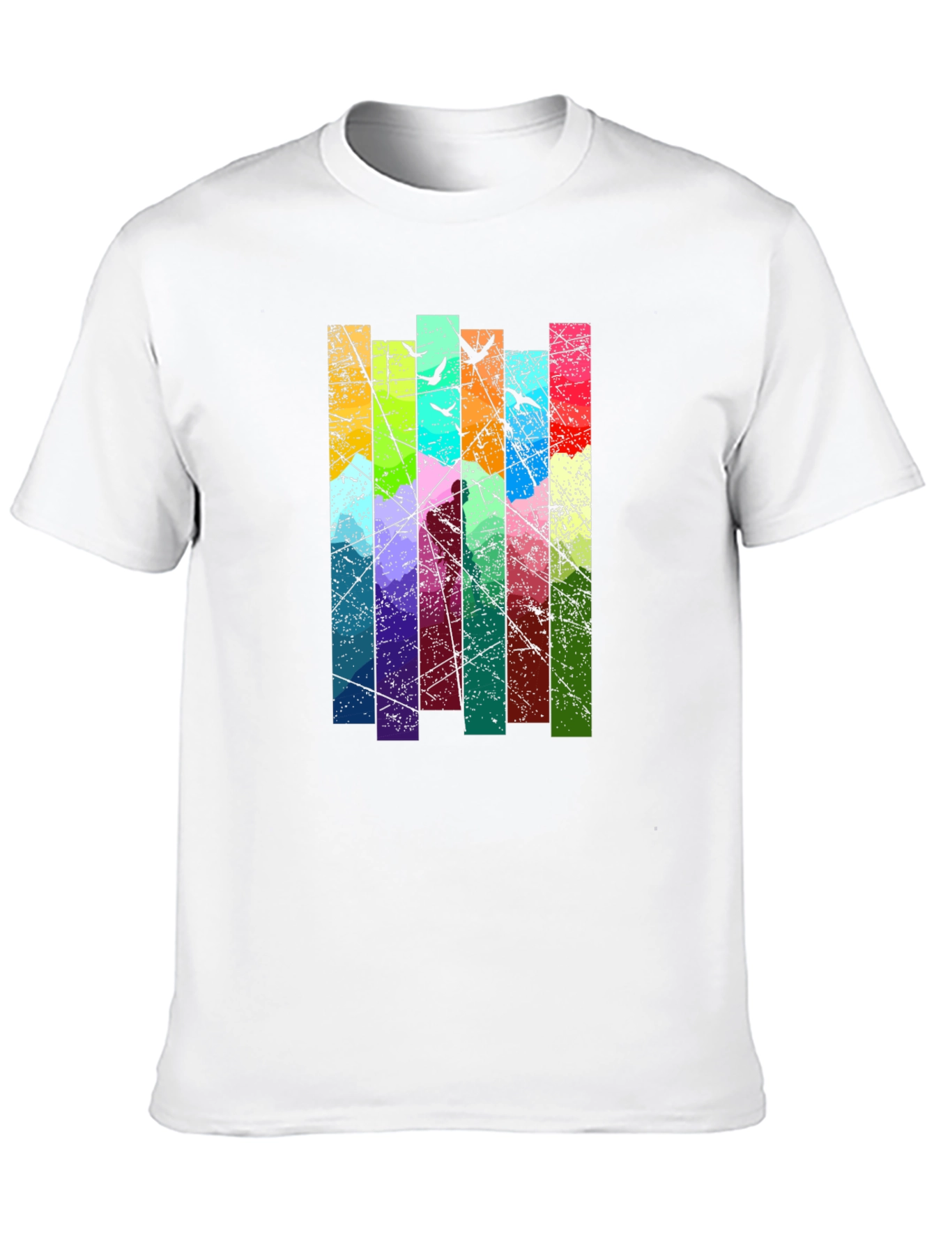 Black Abstract Art Birds on a Wire Graphic T-Shirt view 10