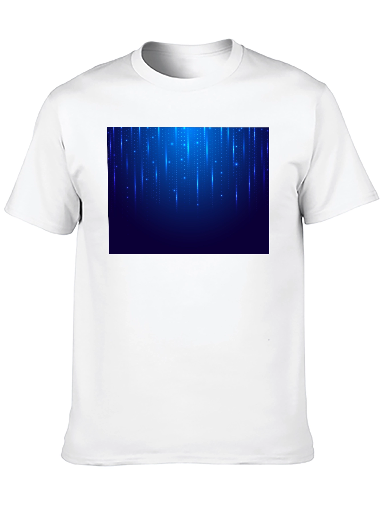 Black Men's Black T-Shirt with Blue Light Design view 10