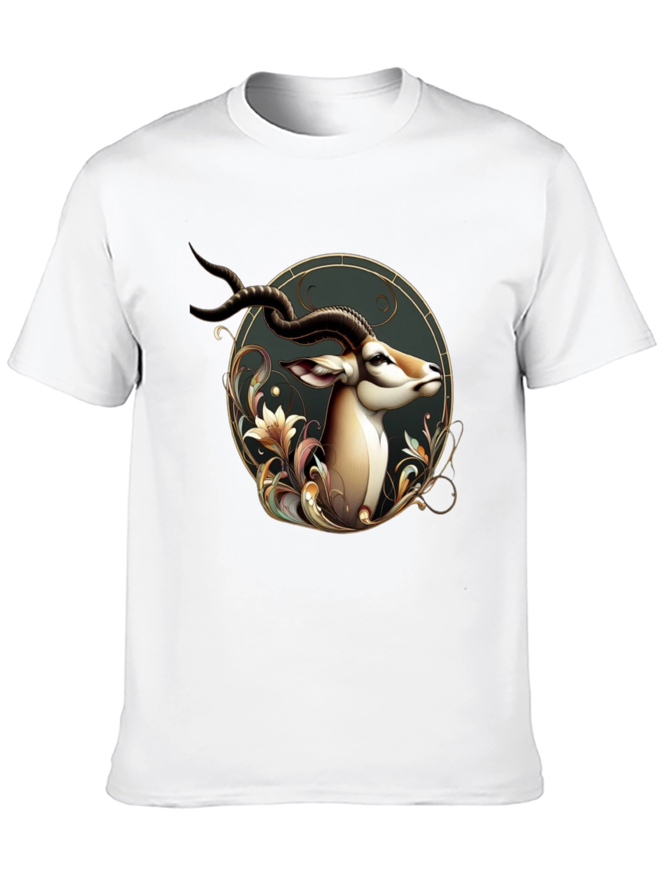 Black Elegant Antelope Graphic Tee - Men's Black T-Shirt view 10
