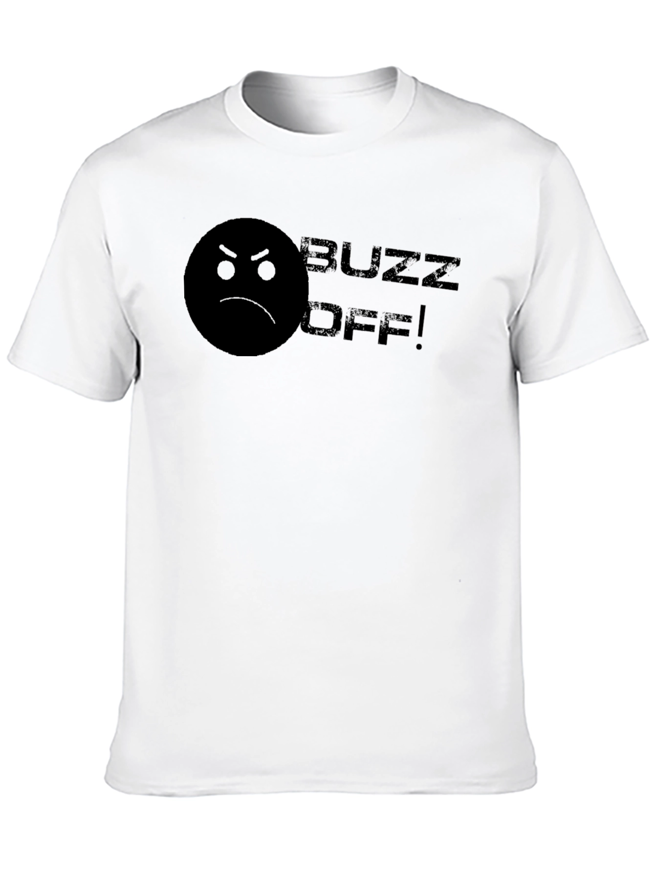 Black Buzz Off! Graphic Tee - Angry Emoji Black Cotton T-Shirt view 10