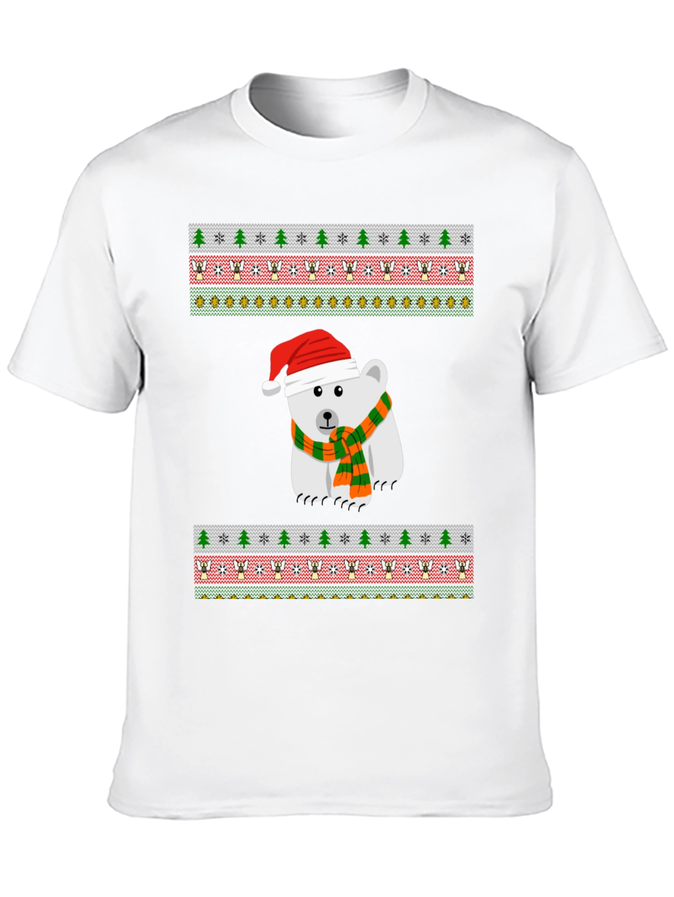 Black Festive Polar Bear Holiday T-Shirt view 10