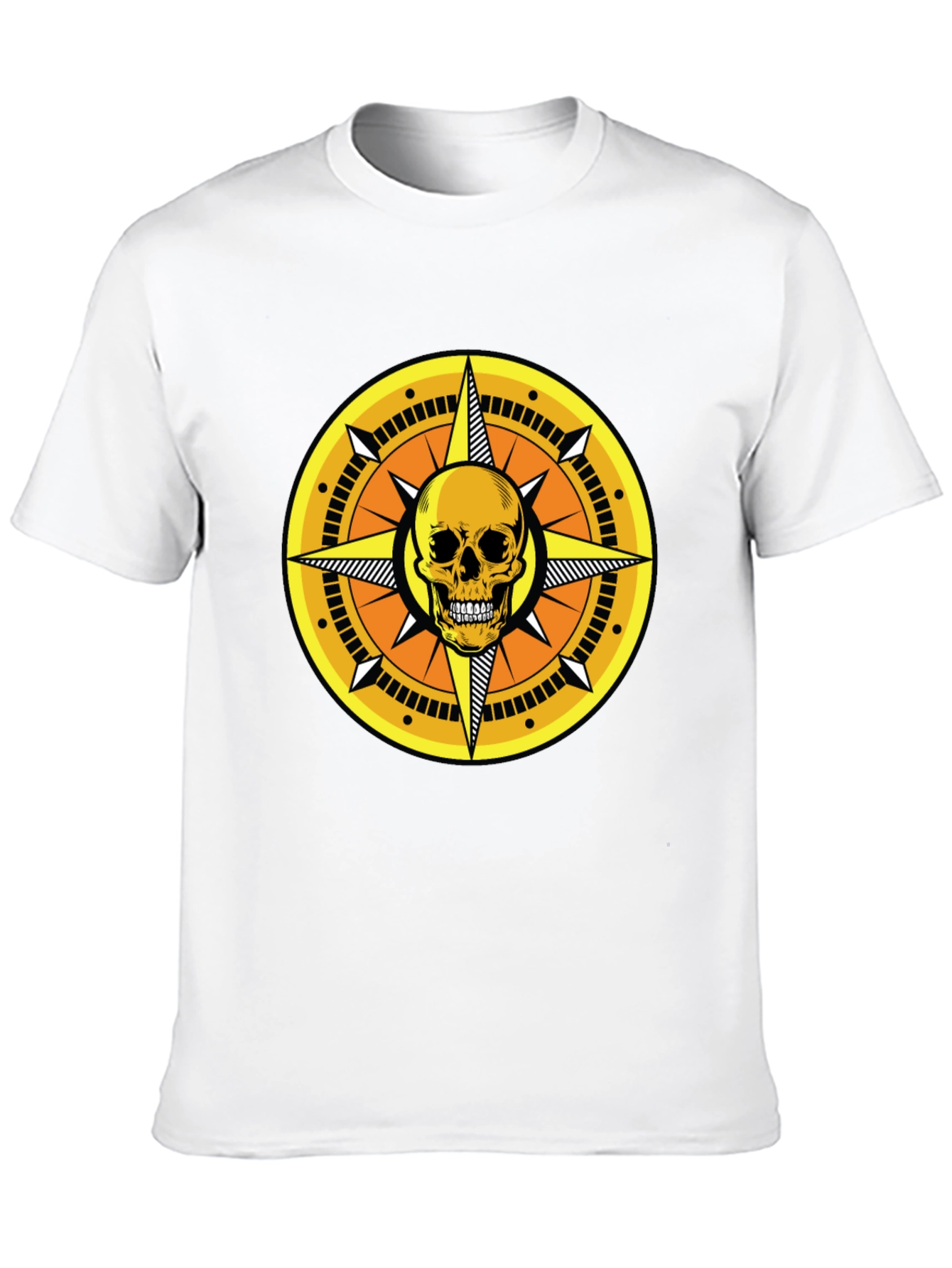 Black Skull Compass Graphic Tee - Black Cotton Shirt view 10