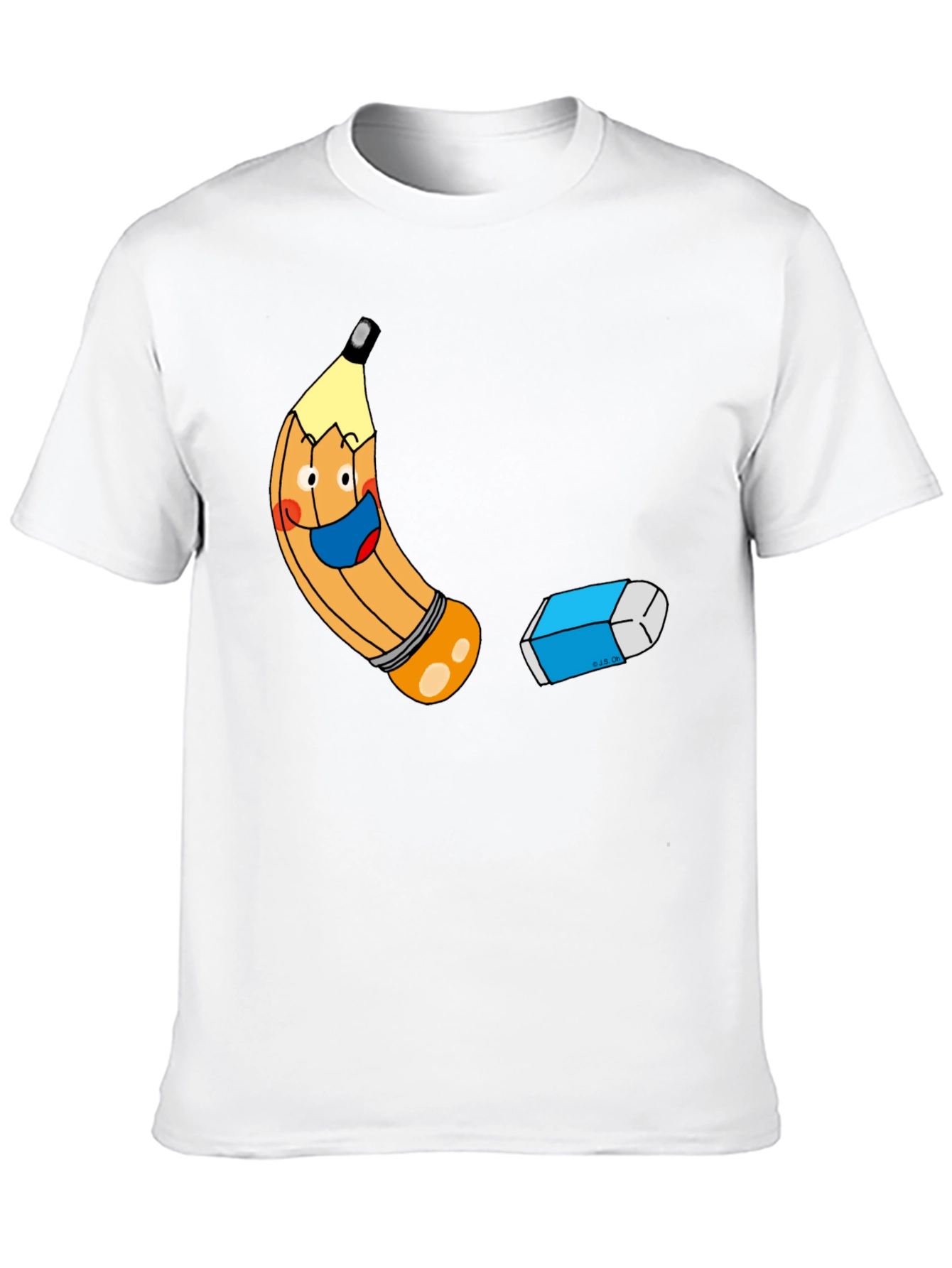 Black Cartoon Pencil & Eraser Graphic Tee view 10