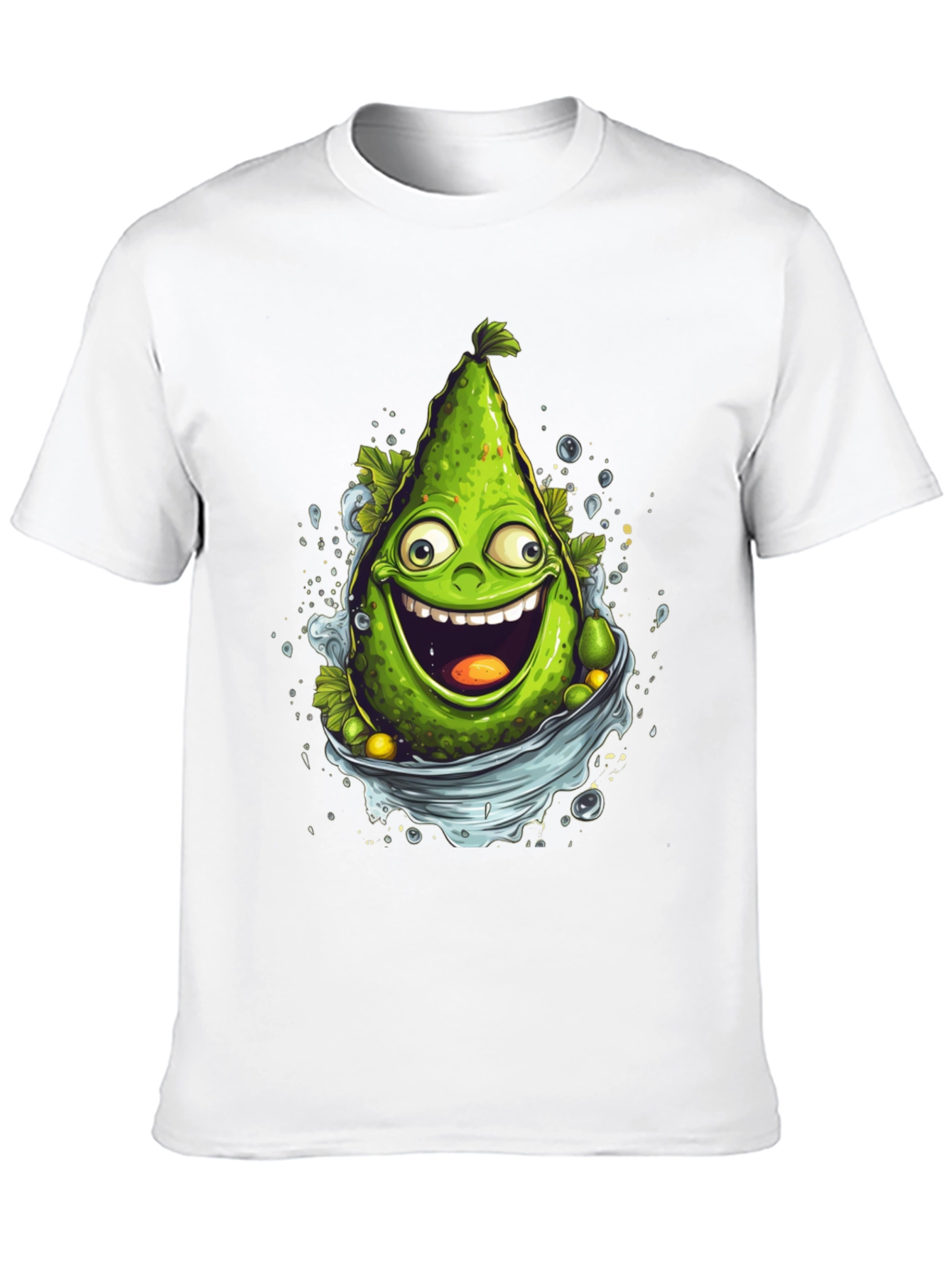 Black Funny Avocado Cartoon Graphic T-Shirt view 10
