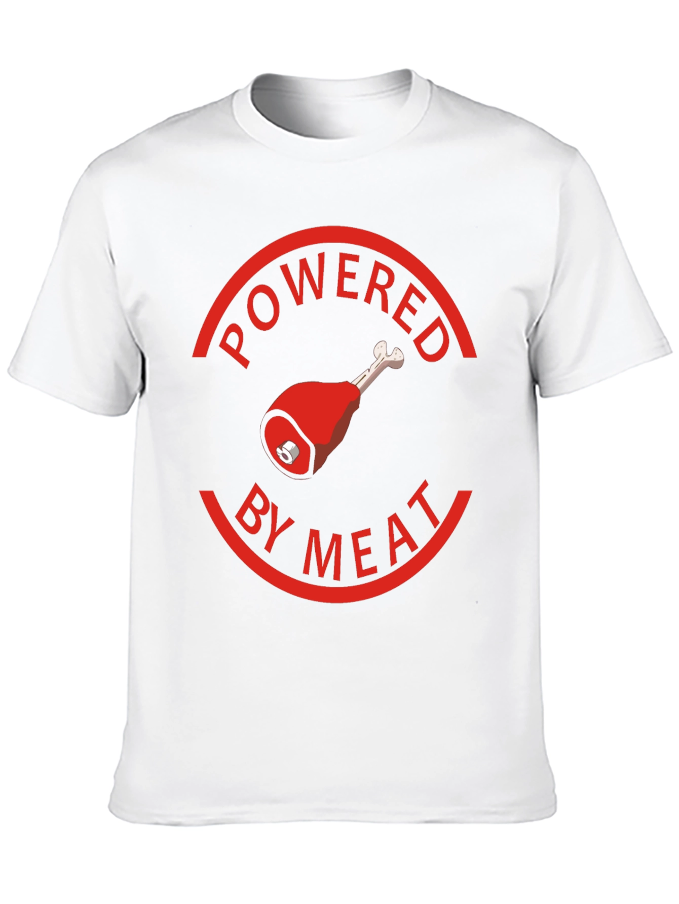 Black Powered By Meat T-Shirt - Novelty Graphic Tee view 10