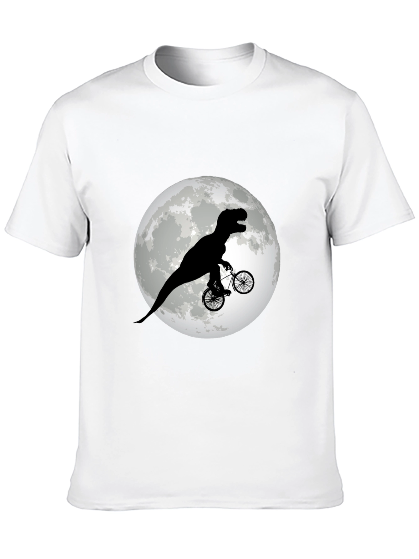 Black Dino Biker T-Shirt - Funny T-Rex Riding Bicycle Moon Tee view 10