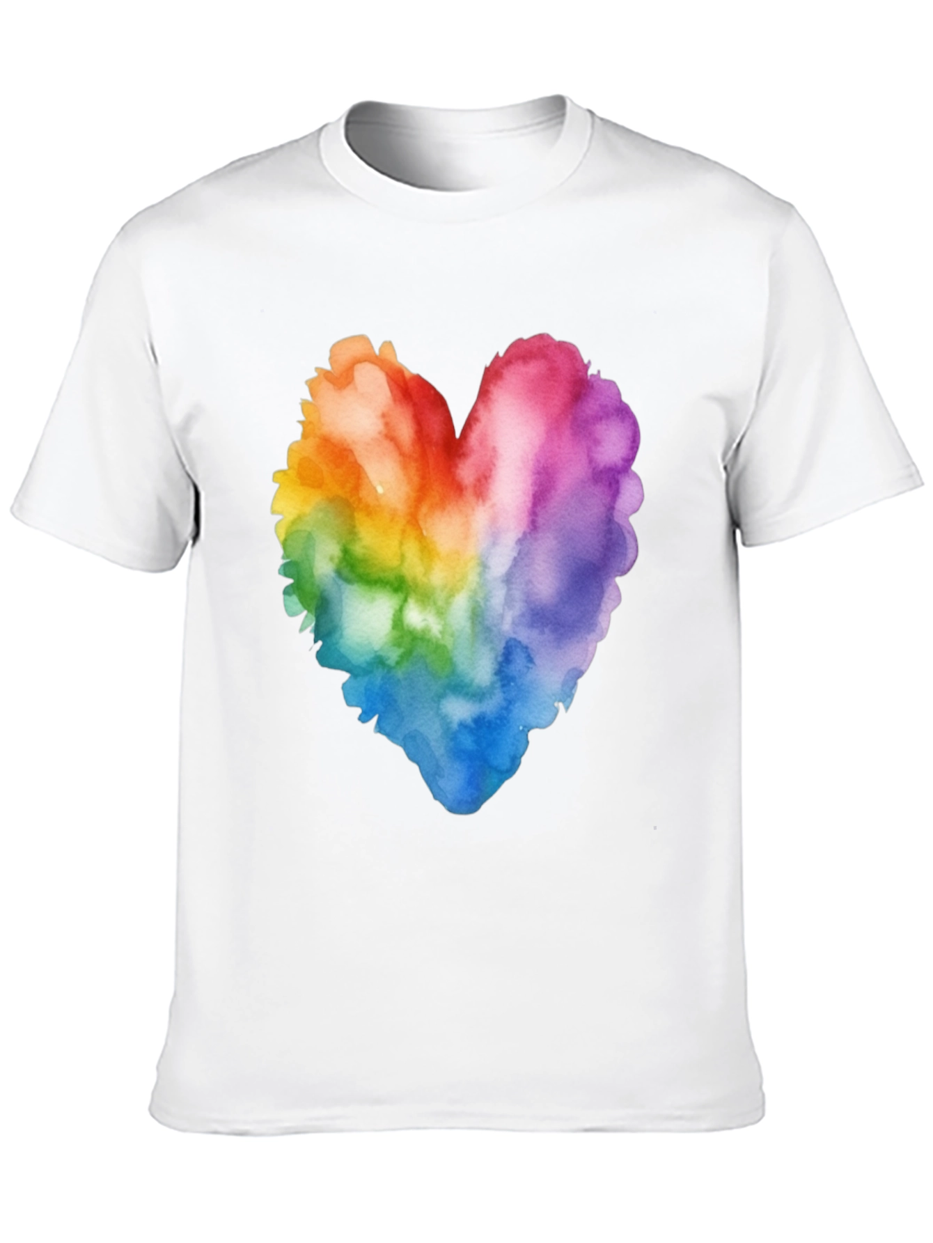 Black Rainbow Heart Watercolor T-Shirt - Pride Style view 10