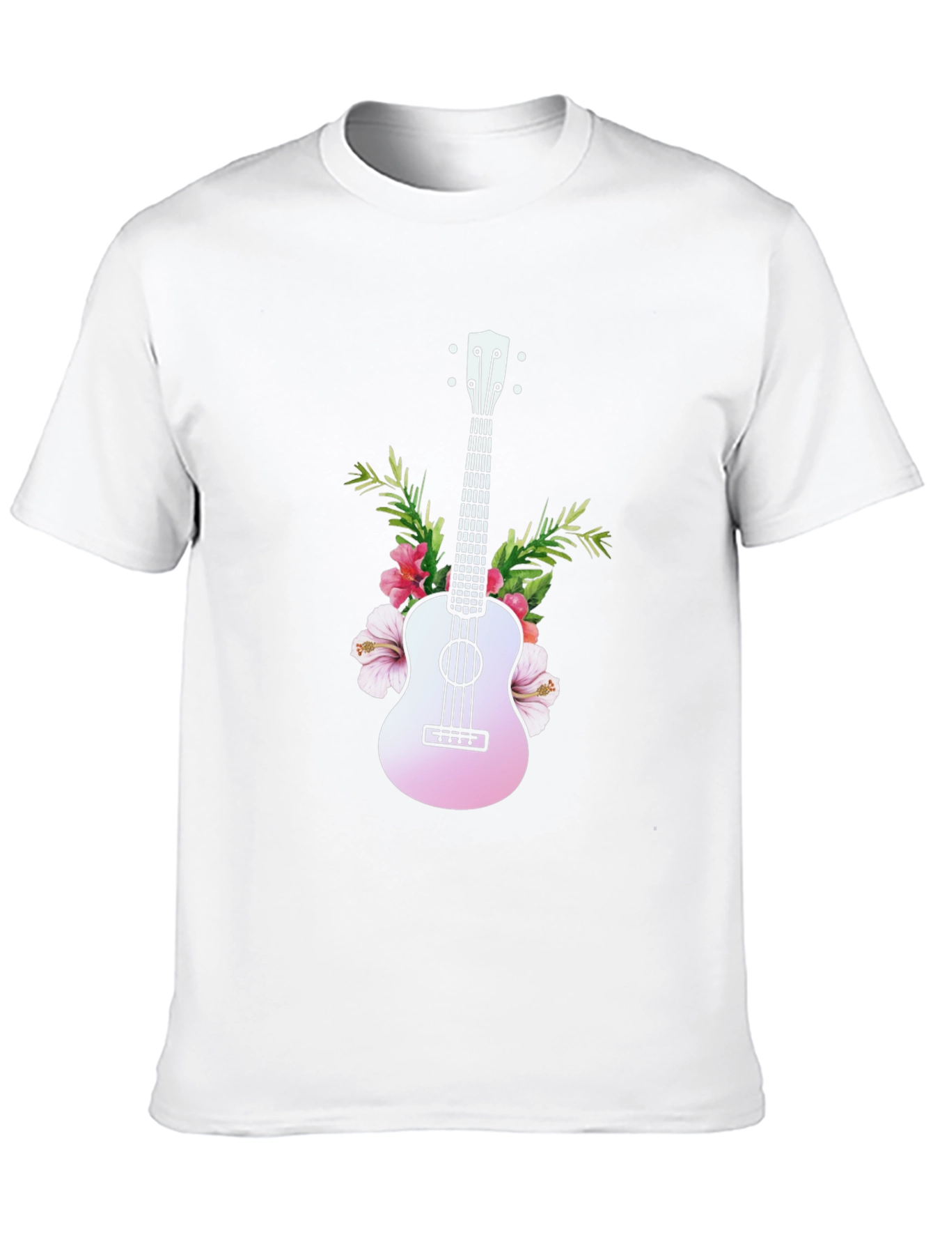 Black Tropical Ukulele Graphic Tee - Black Cotton T-Shirt view 10
