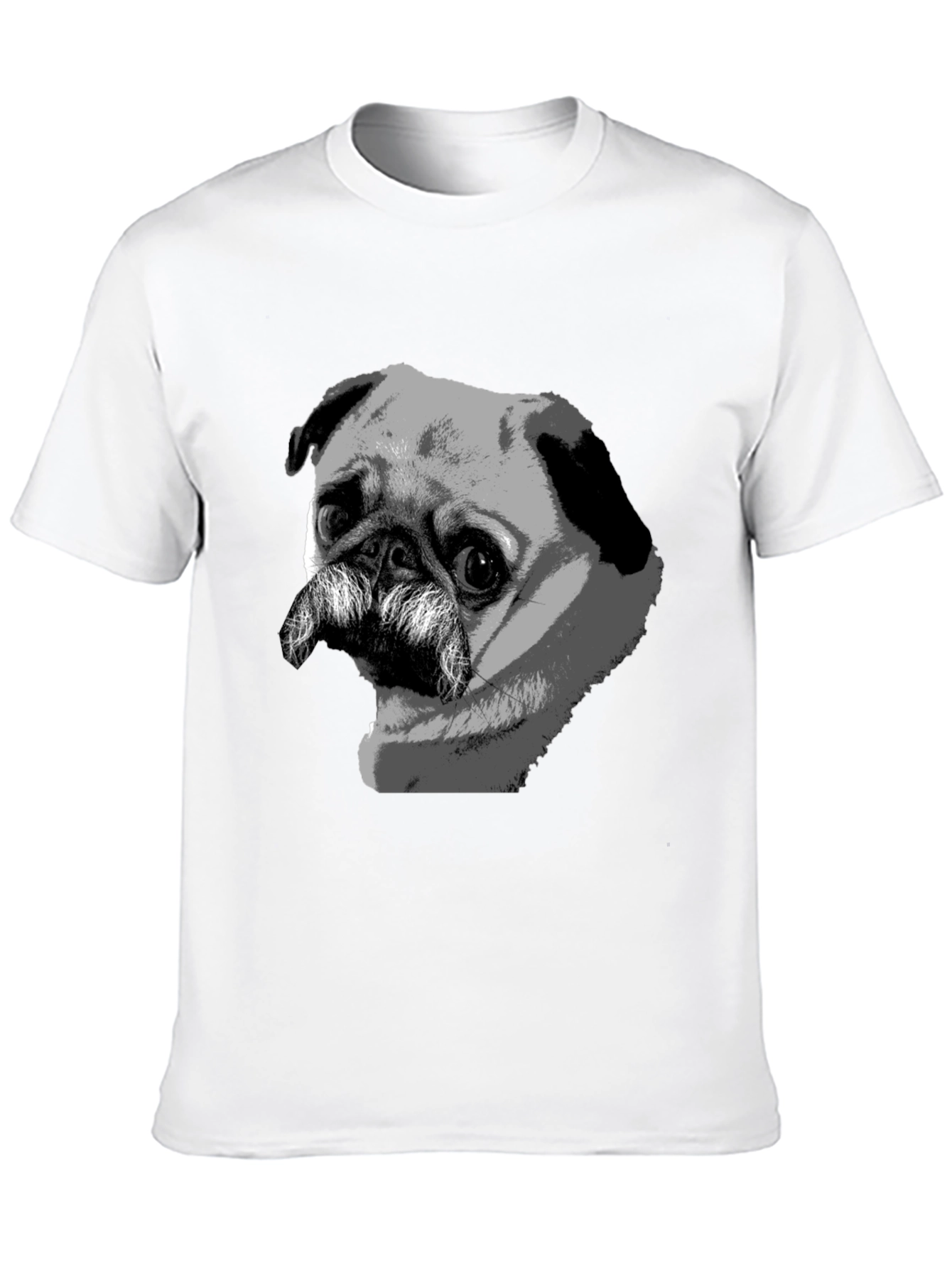 Black Pug Mustache Graphic Black T-Shirt view 10