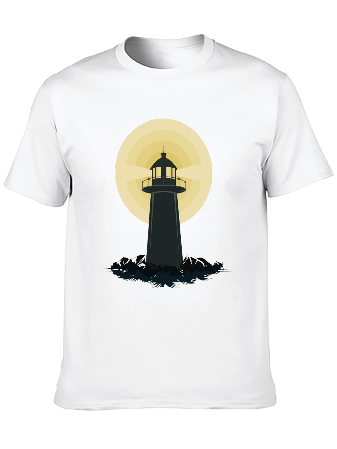 Black Lighthouse Graphic T-Shirt - Black Cotton Blend view 10