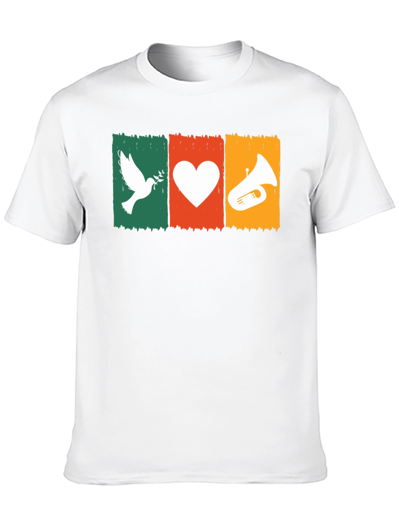 Black Peace, Love, Tuba T-Shirt: Soft Cotton Tee view 10