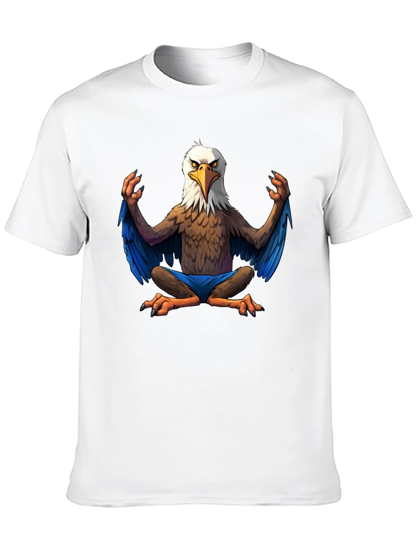 Black Meditating Eagle Cartoon T-Shirt view 10