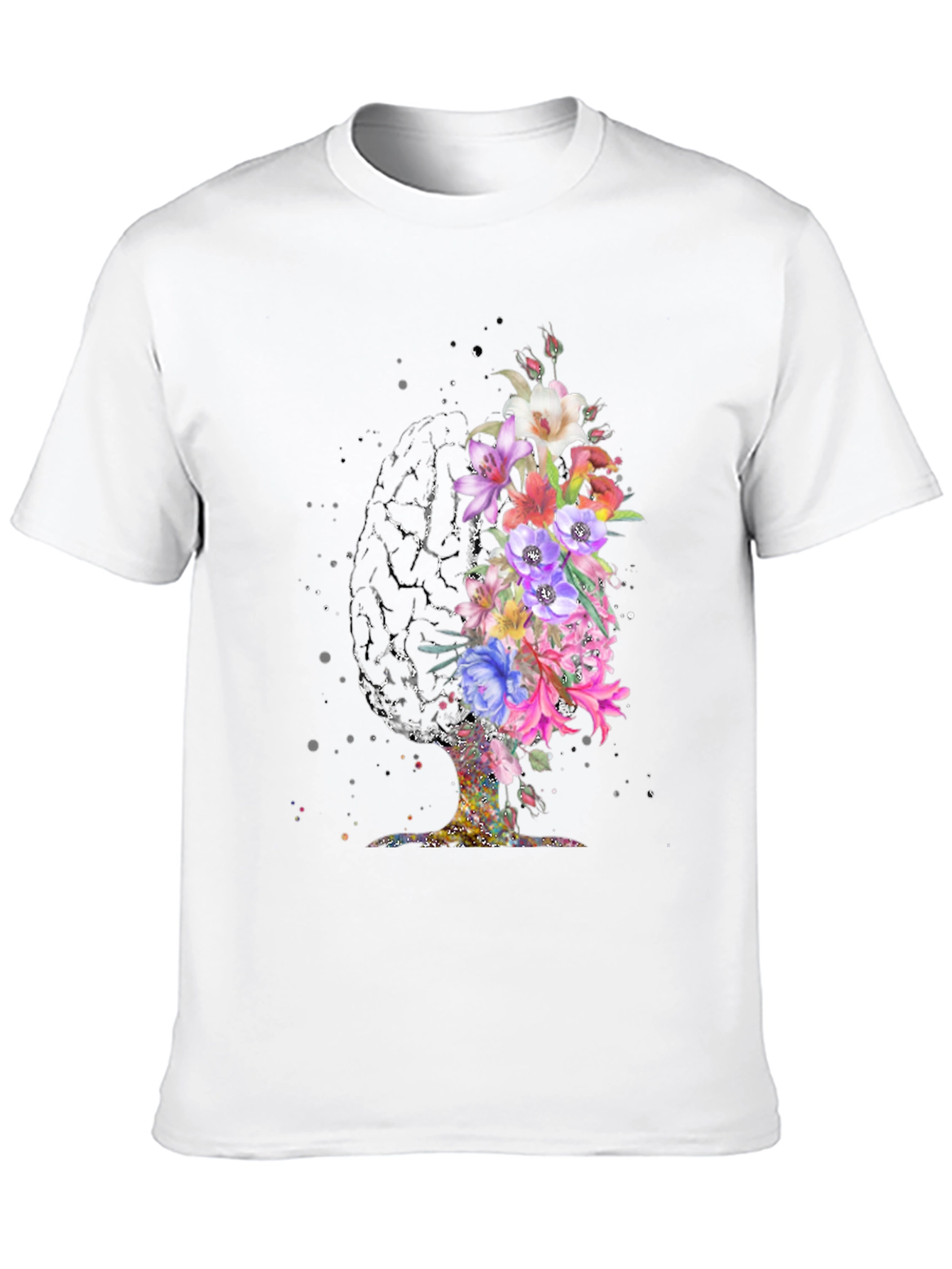 Black Floral Brain Graphic T-Shirt view 10