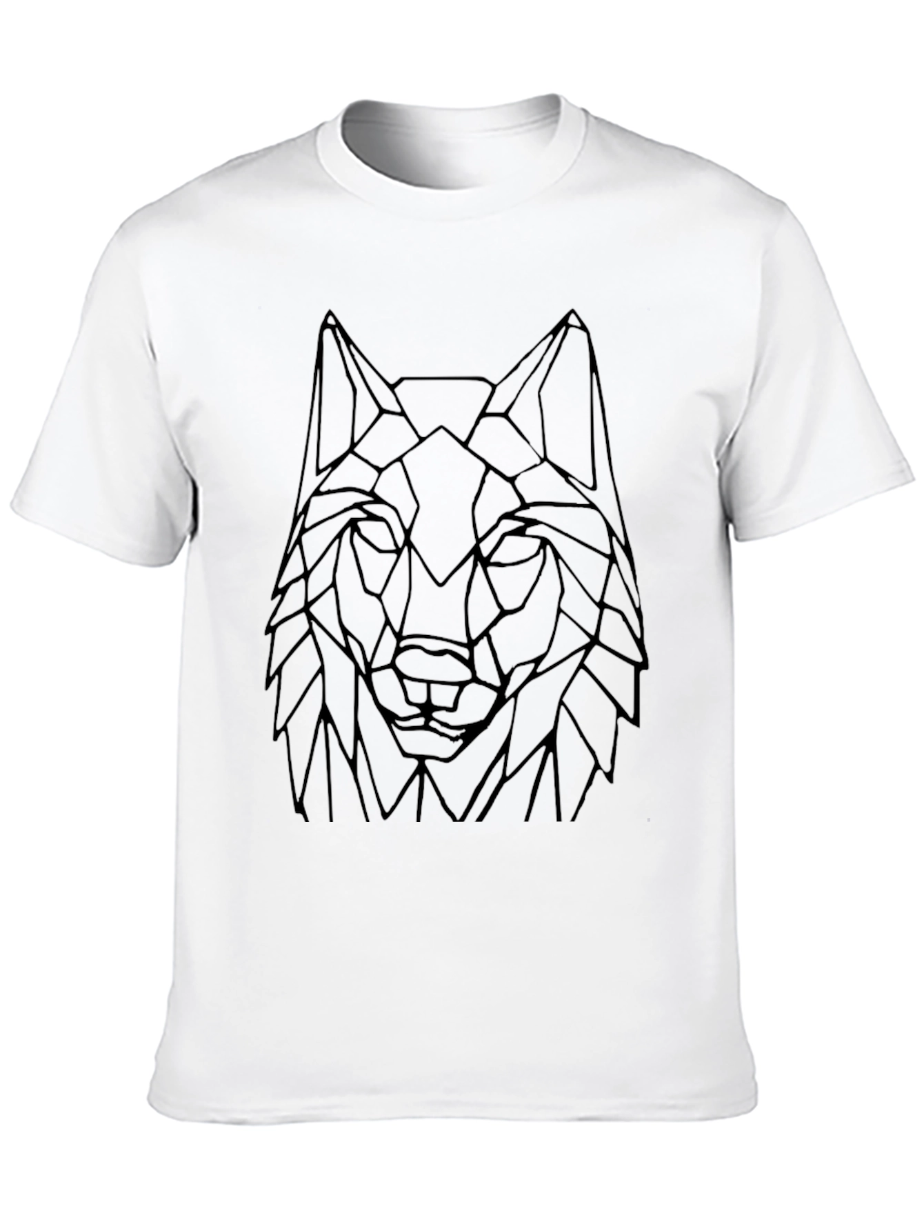 Black Geometric Wolf Head Black Graphic Tee view 10