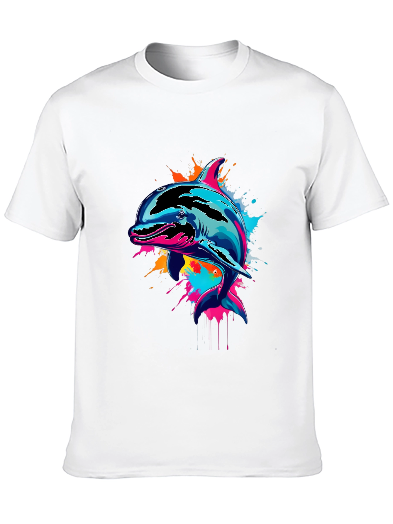 Black Vibrant Dolphin Graphic Tee - Men's Black T-Shirt view 10