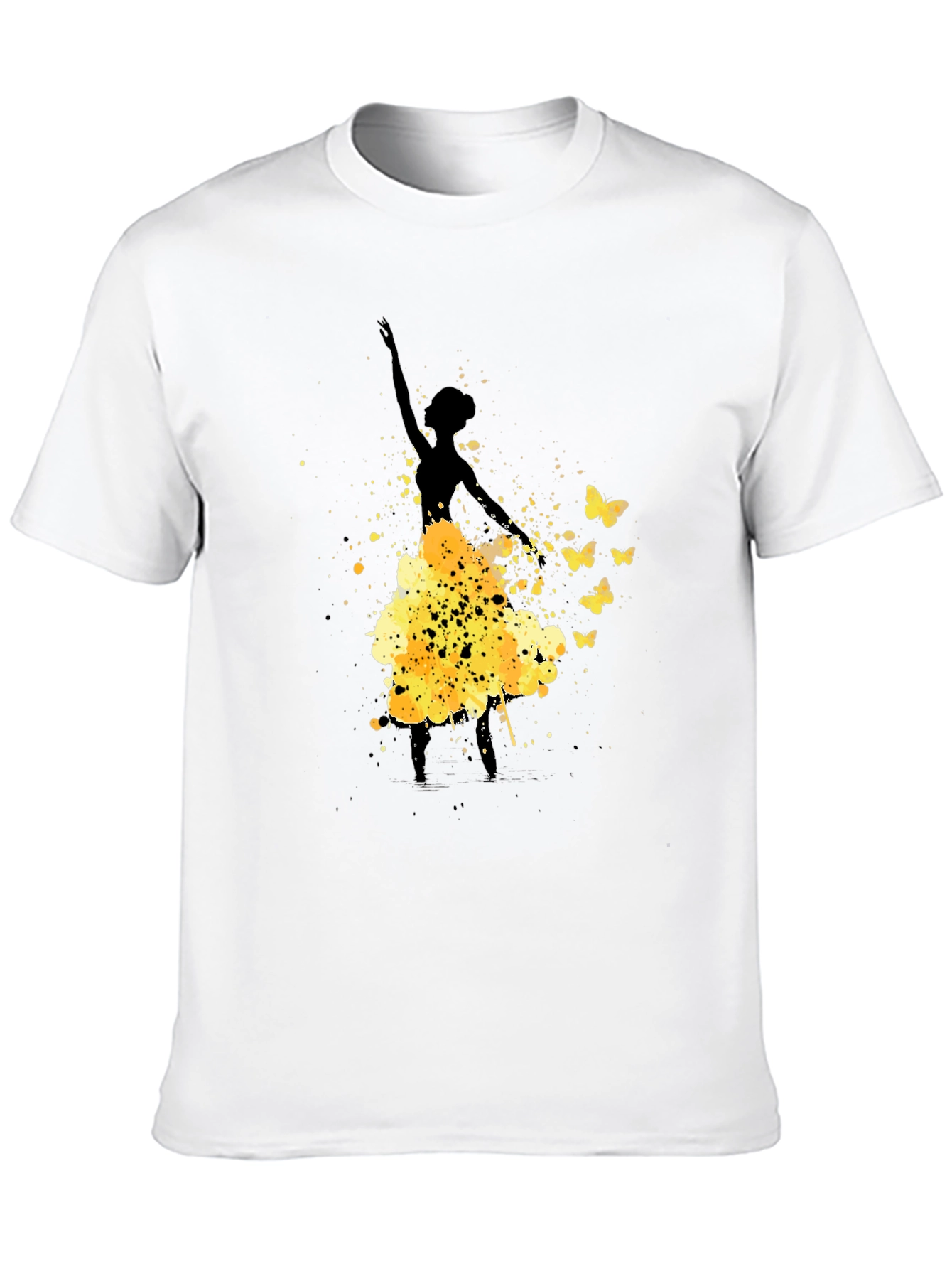 Black Ballerina Butterfly Black Graphic T-Shirt view 10