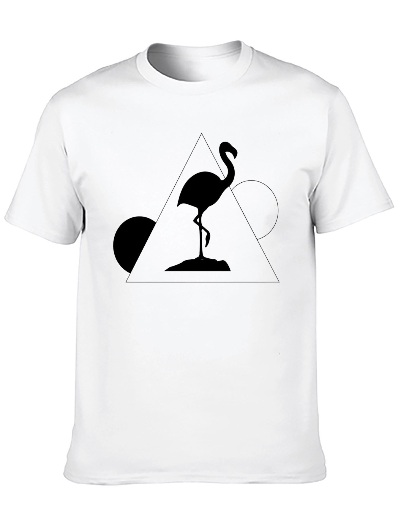 Black Geometric Flamingo Black T-Shirt view 10