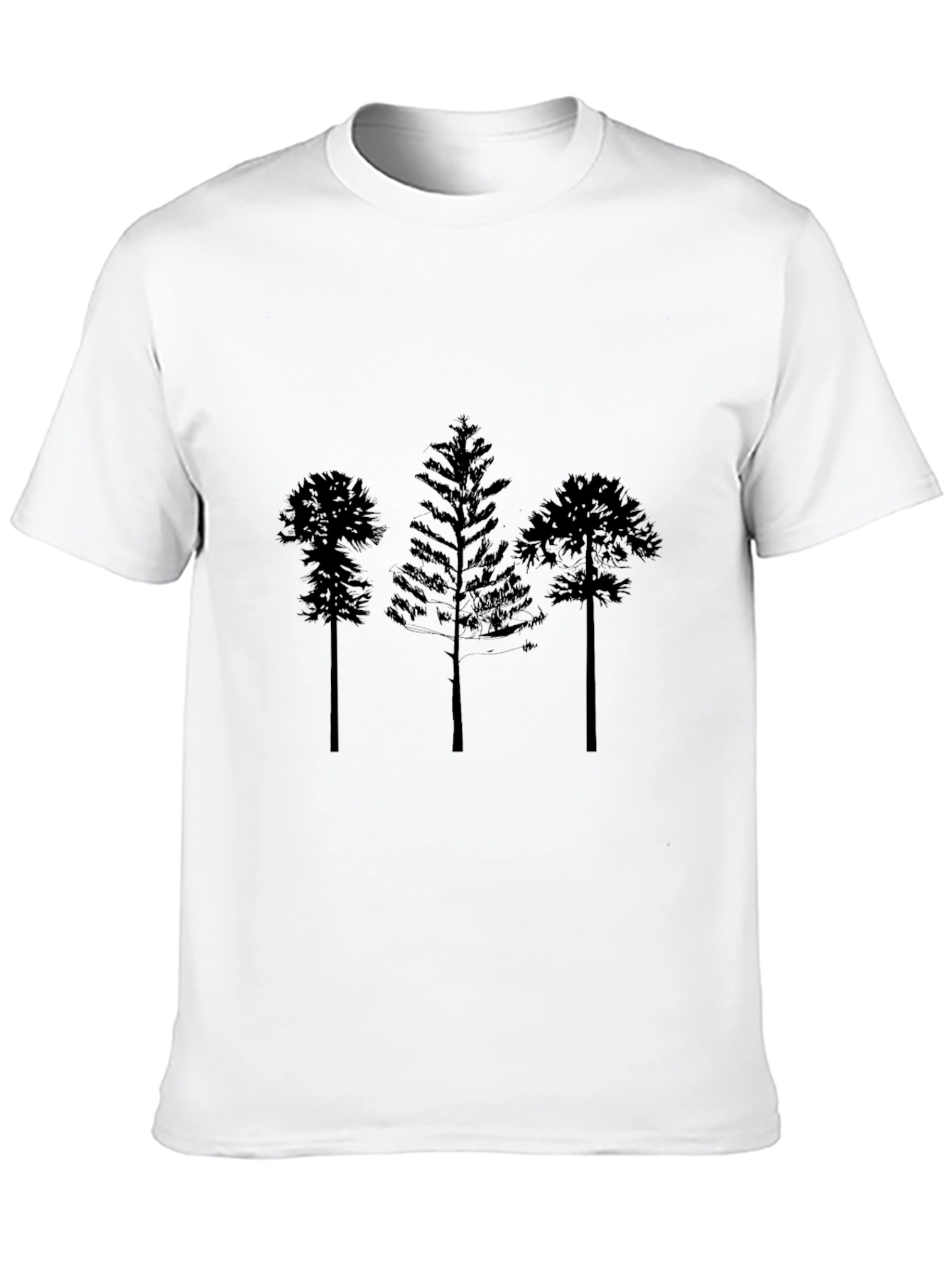 Black Men's Black T-Shirt with Tree Silhouette Design view 10