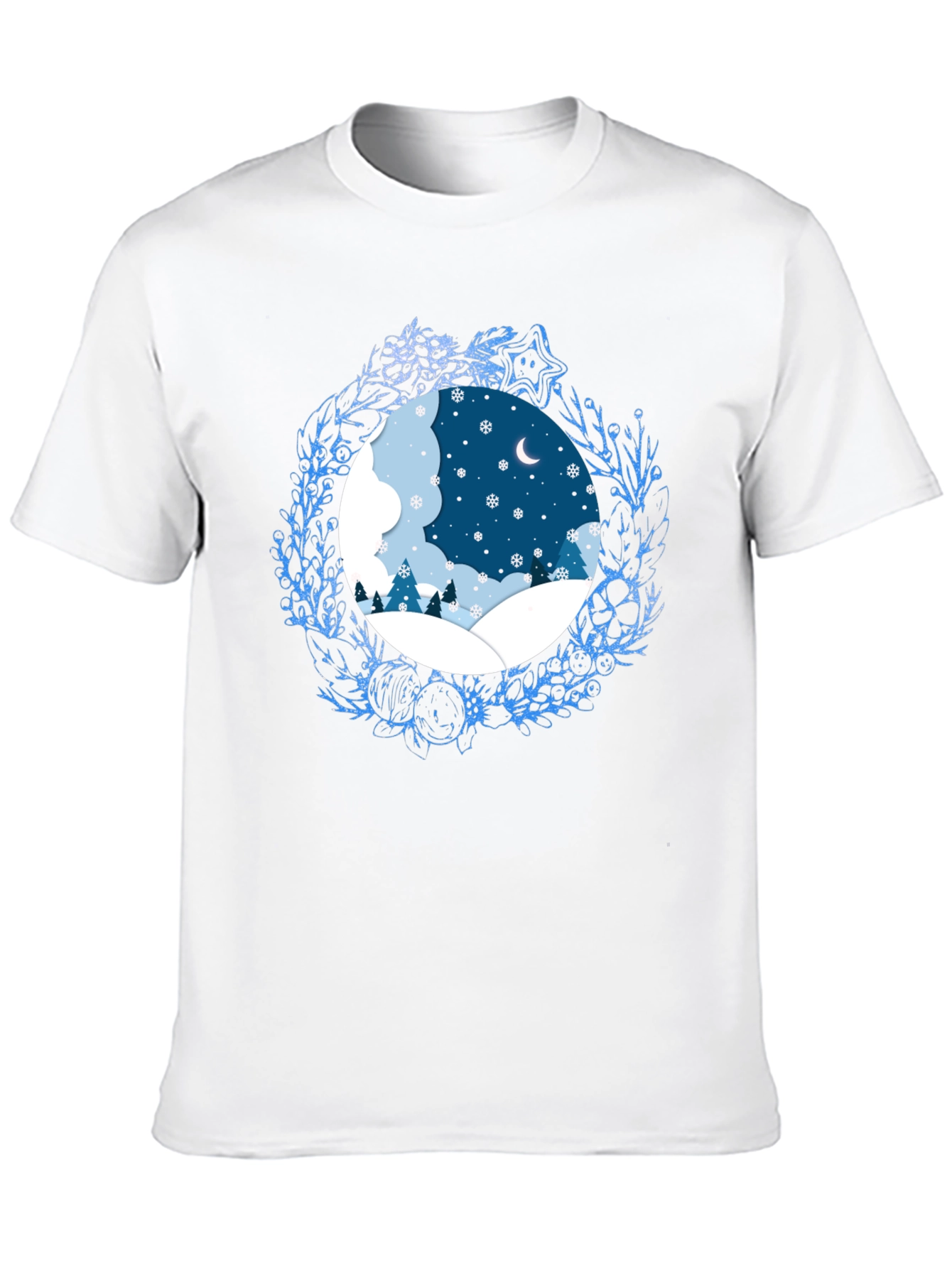 Black Winter Scene Graphic Tee - Festive Holiday Apparel view 10