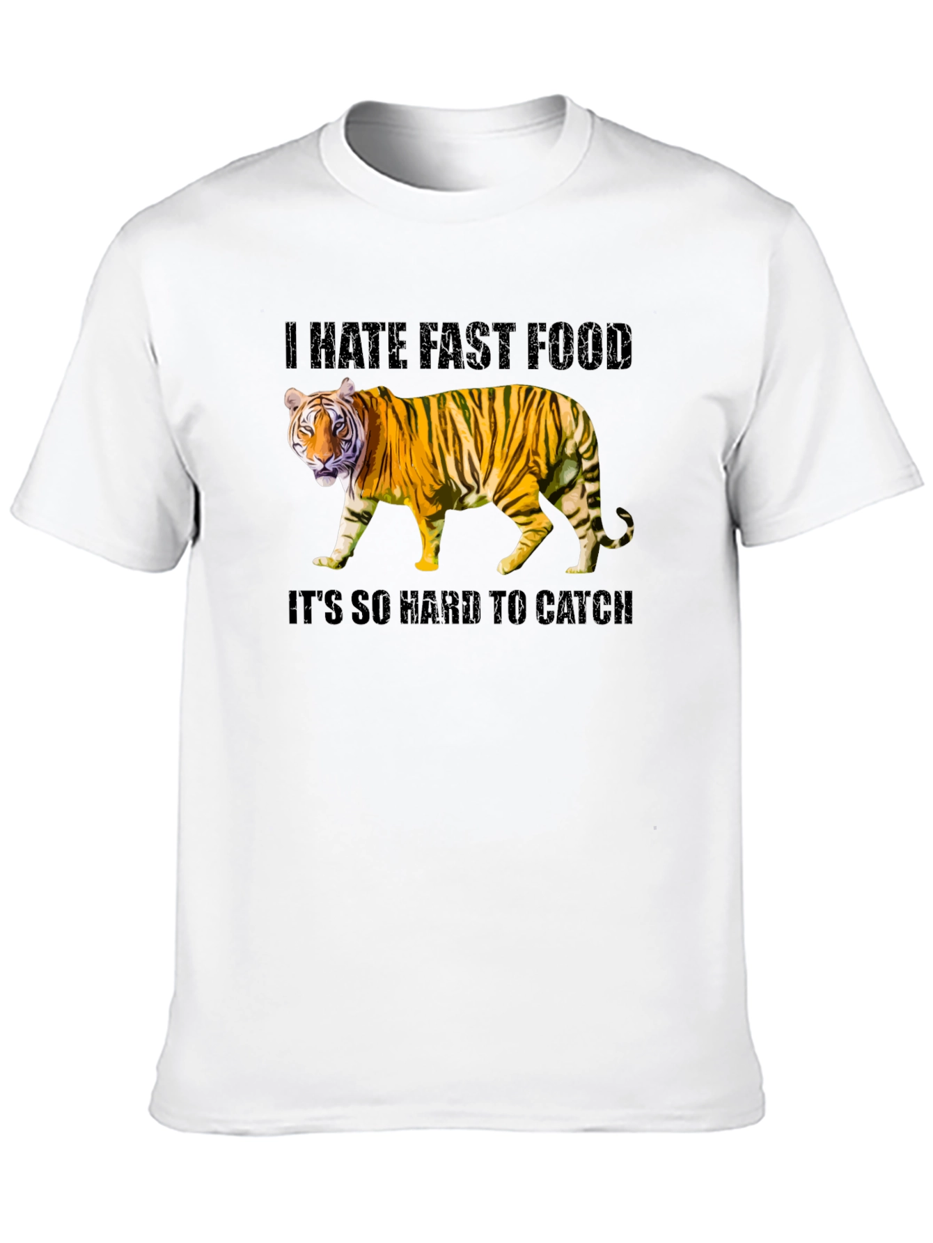 Black Funny Tiger Fast Food Humor Graphic T-Shirt view 10