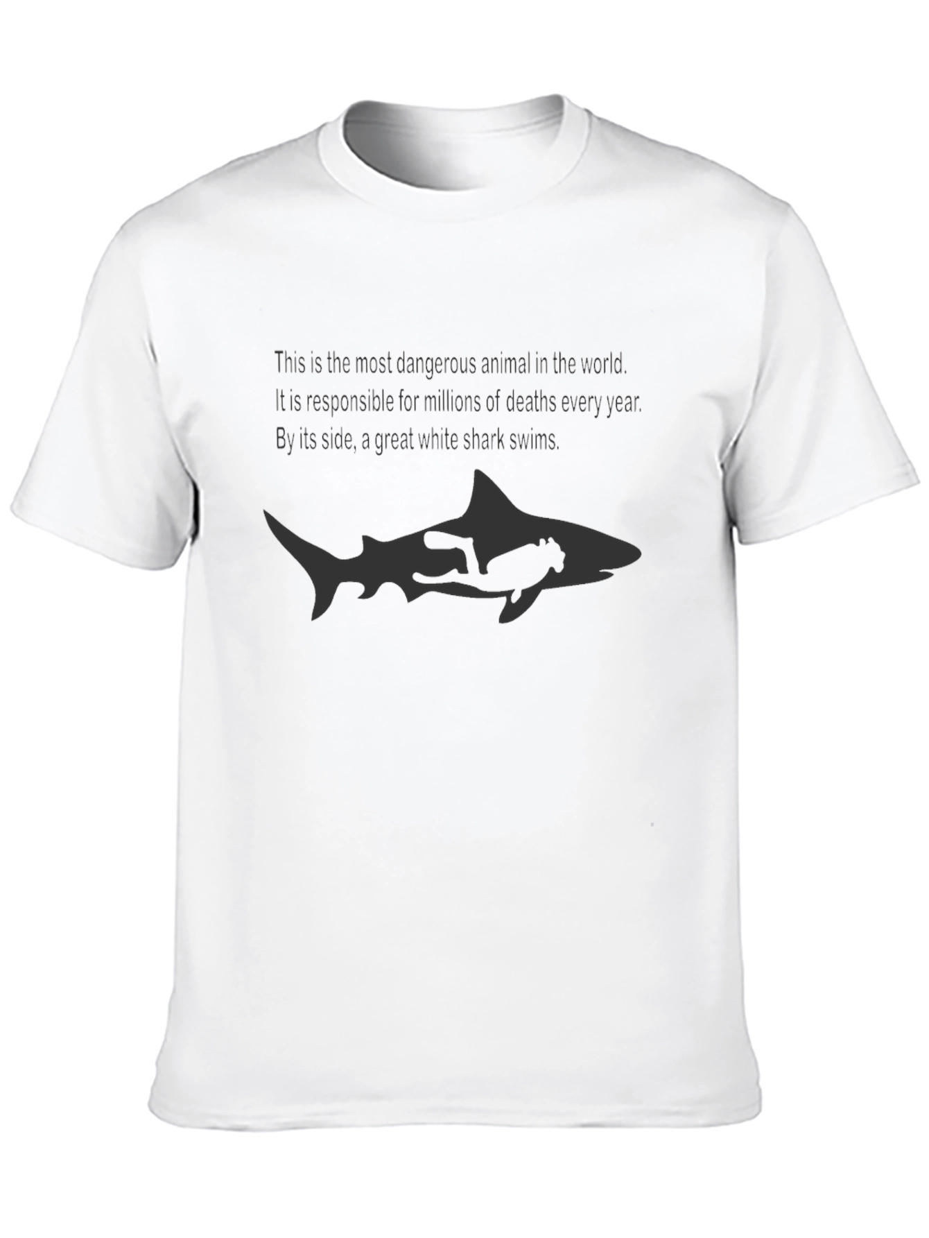 Black Great White Shark Danger T-Shirt view 10