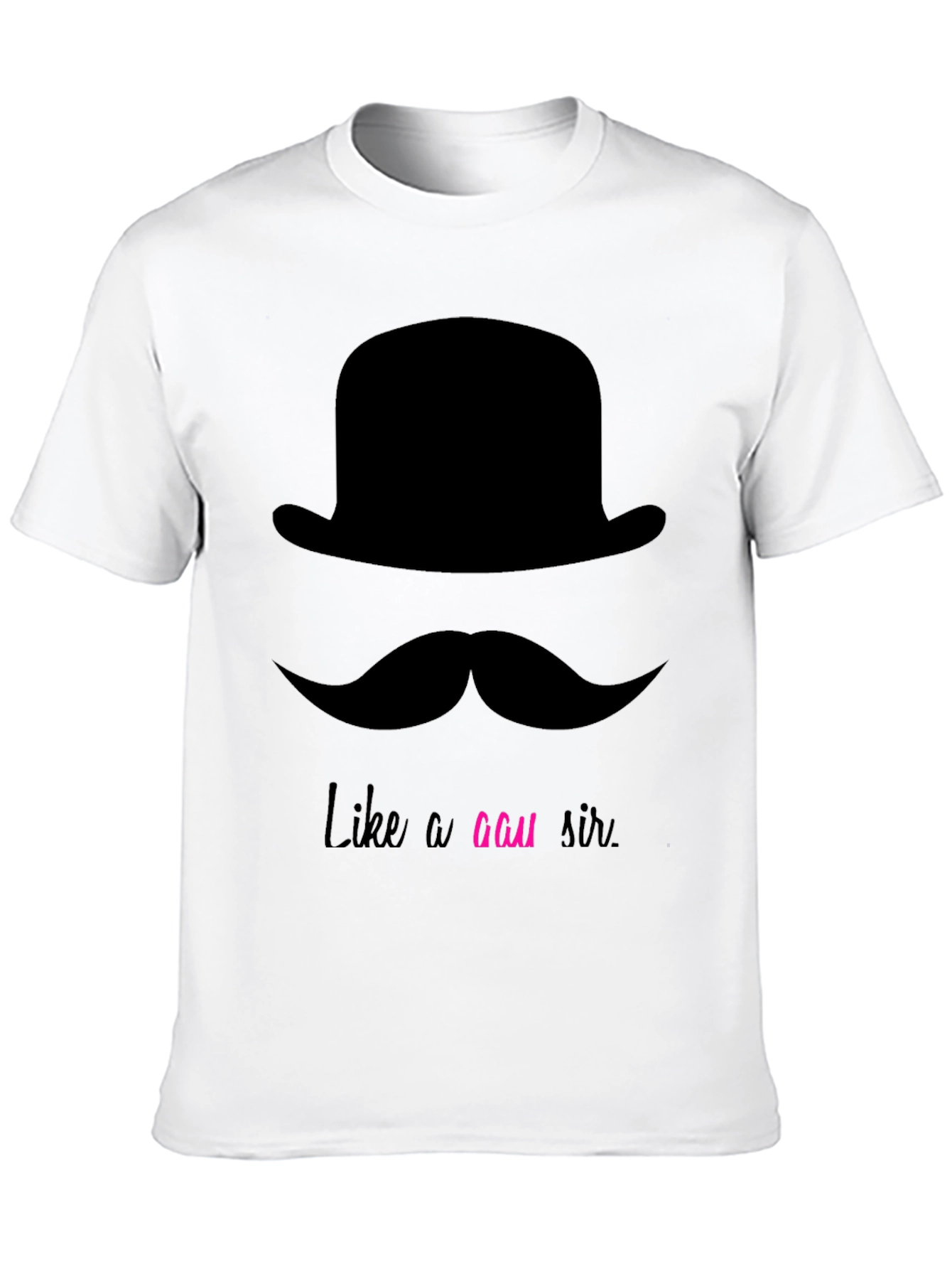 Black Dapper Mustache & Bowler Hat Graphic Tee - Like a GAU Sir view 10