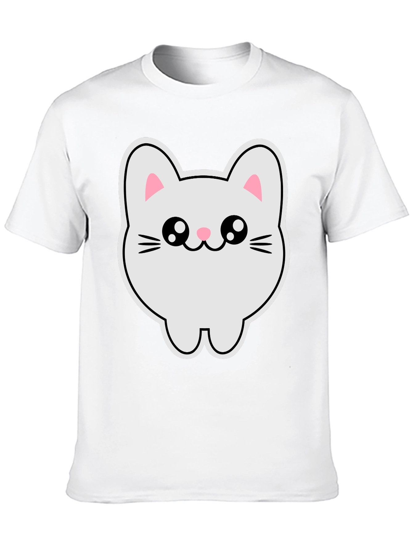 Black Cute Kawaii Cat T-Shirt - Black Cotton Tee view 10