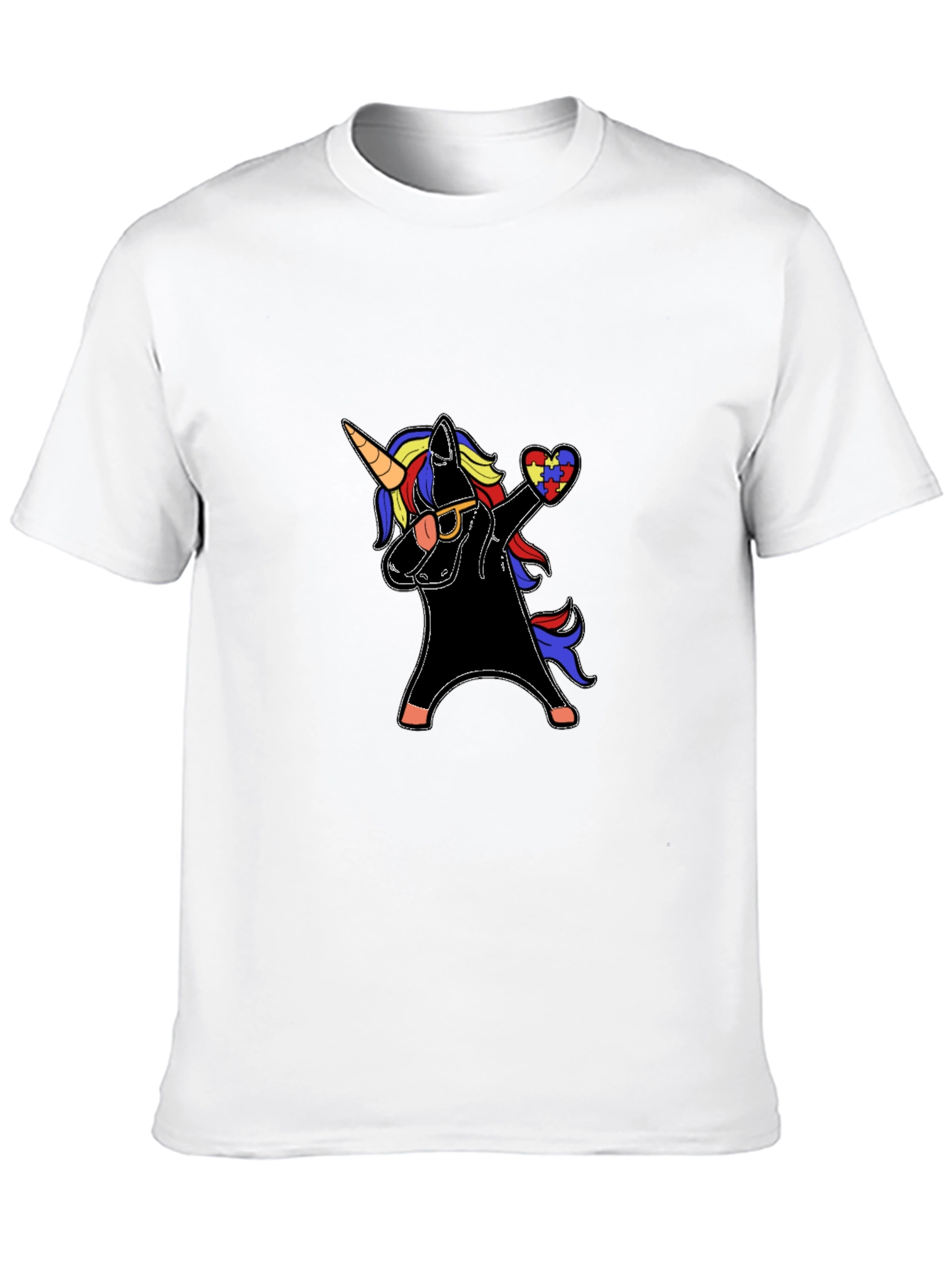 Black Unicorn Autism Awareness Dabbing T-Shirt view 10