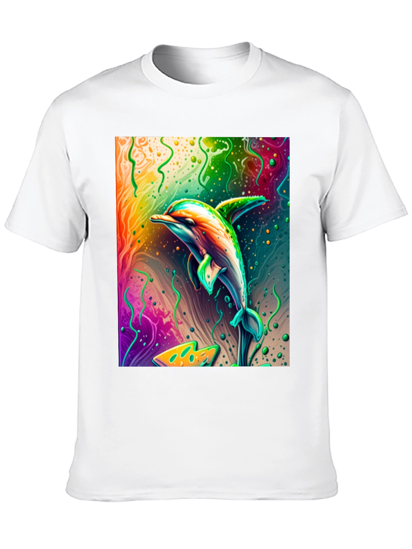 Black Vivid Dolphin Graphic T-Shirt - Black Cotton Tee view 10