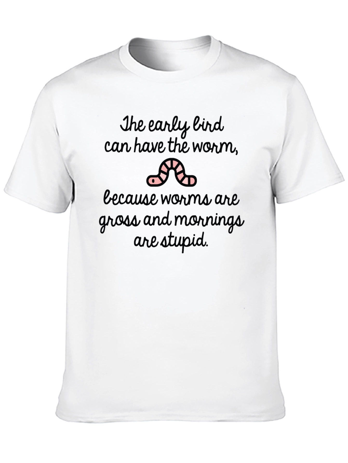 Black Early Bird Worm Funny Graphic T-Shirt view 10