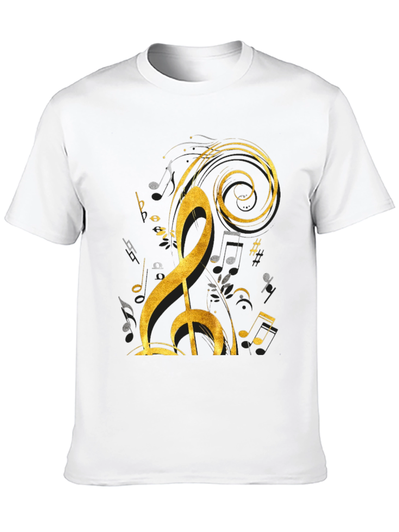 Black Musical Note Graphic Tee - Black Cotton T-Shirt view 10