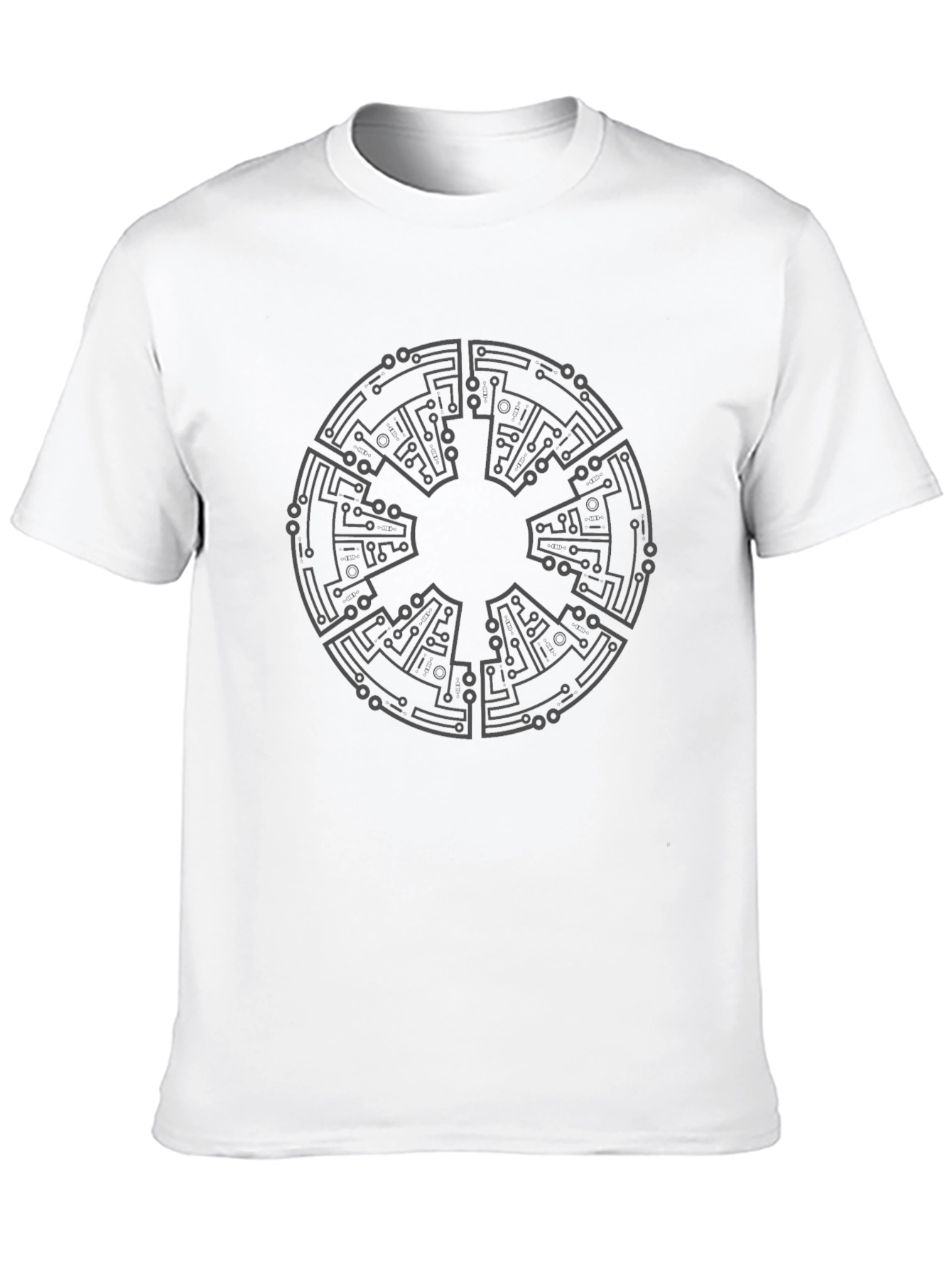 Black Tech Circuit Mandala Black T-Shirt view 10