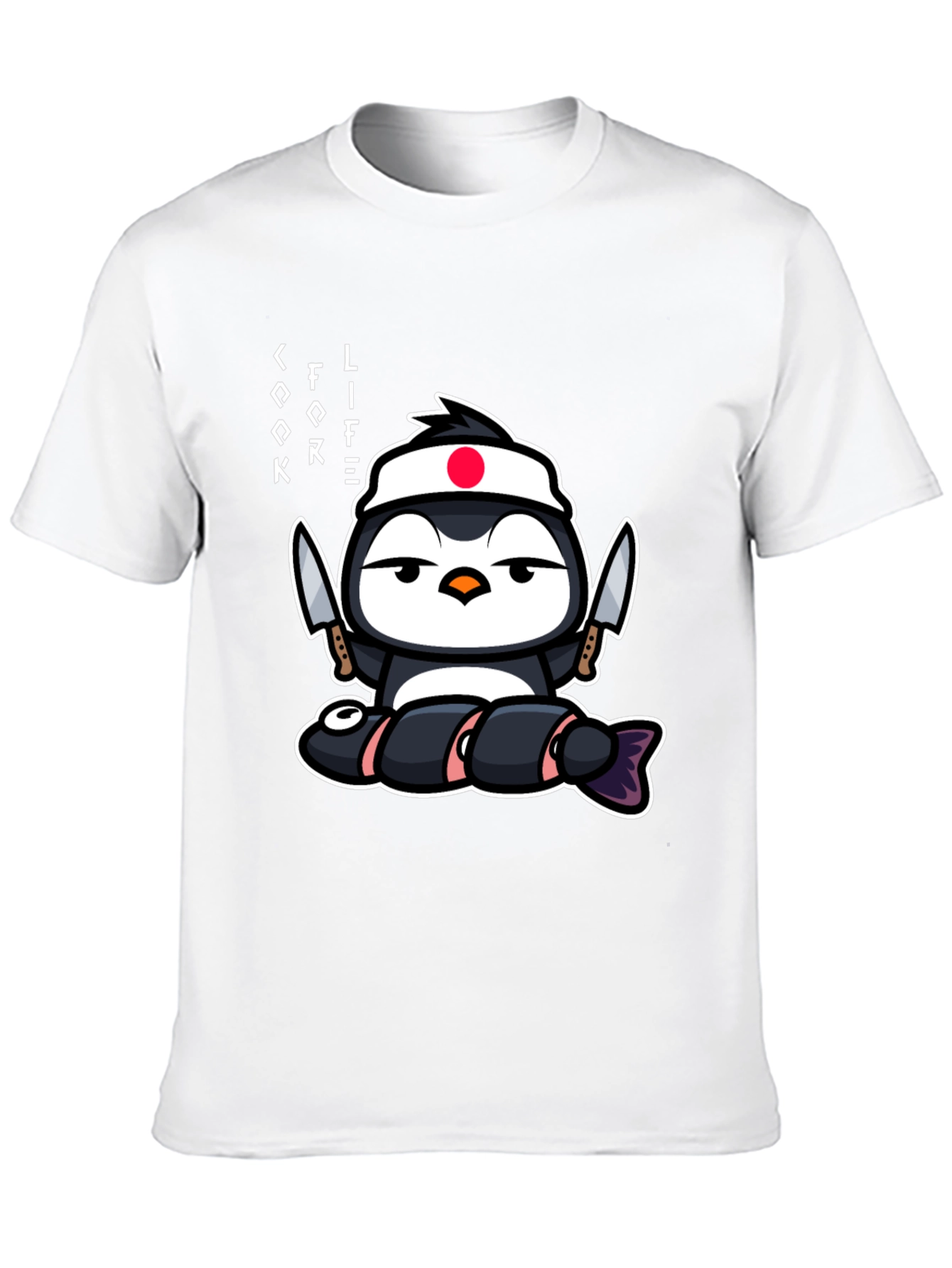 Black Sushi Chef Penguin T-Shirt - Cook Life view 10