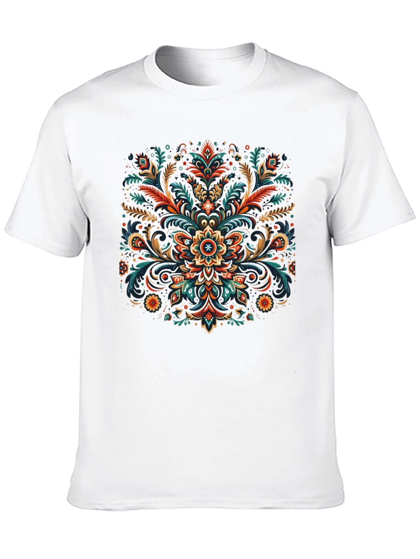 Ornate Floral Graphic Black T-Shirt - 10