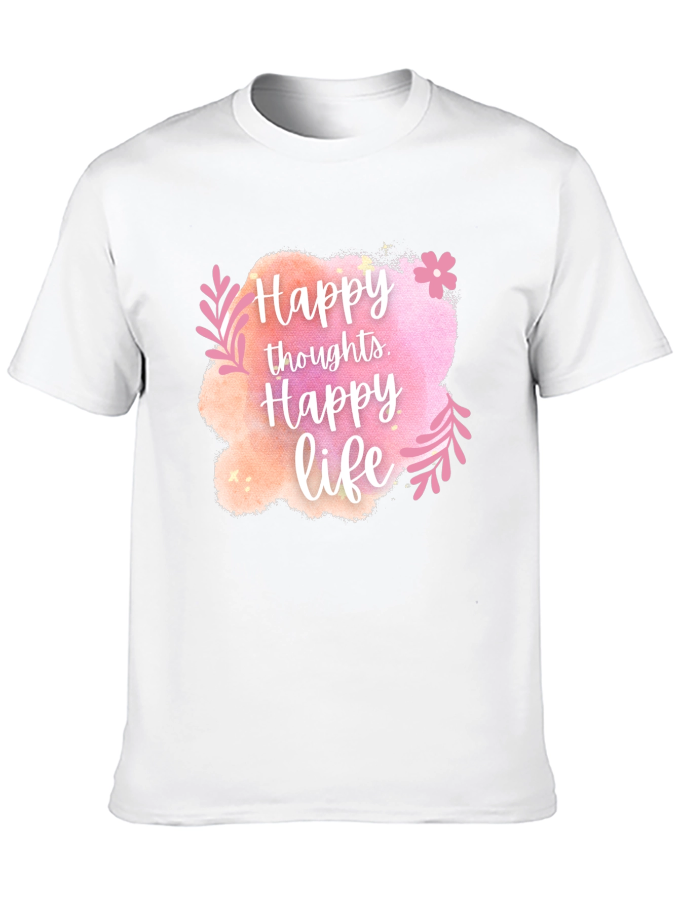 Black Happy Thoughts, Happy Life Graphic Tee view 10