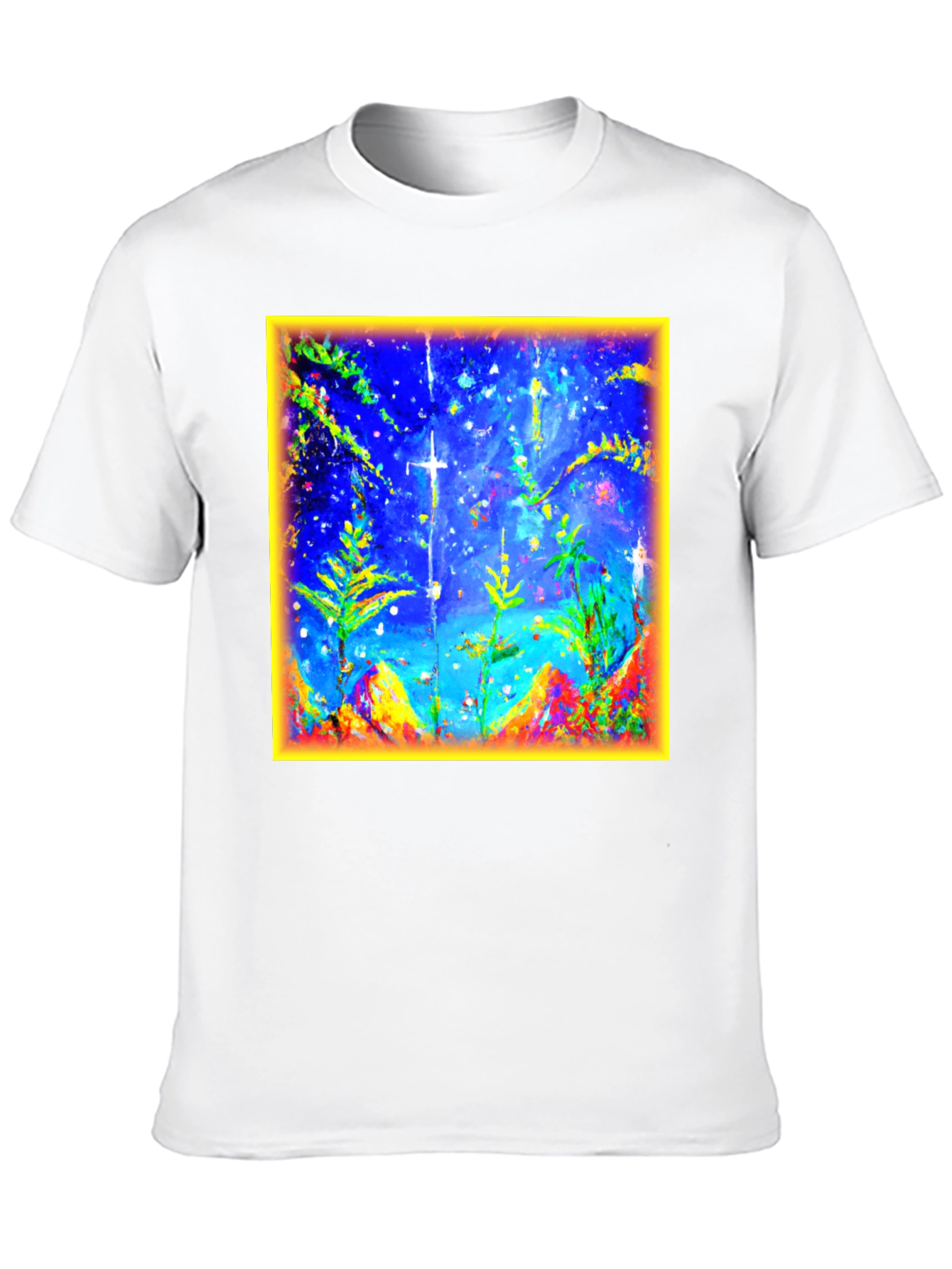 Black Abstract Art Graphic Tee - Men's Black Cotton T-Shirt view 10