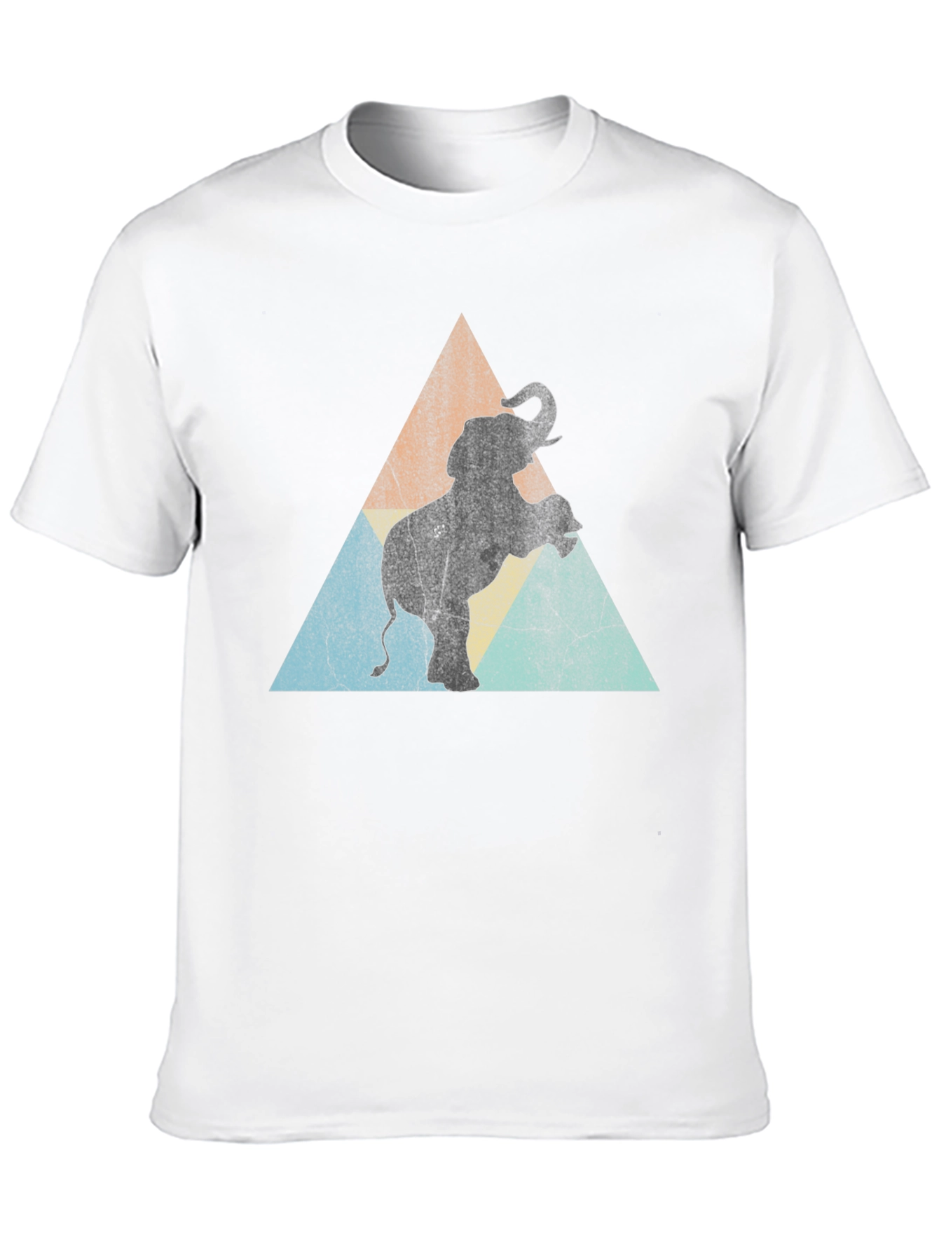 Black Elephant Retro Triangle Men's Black T-Shirt view 10