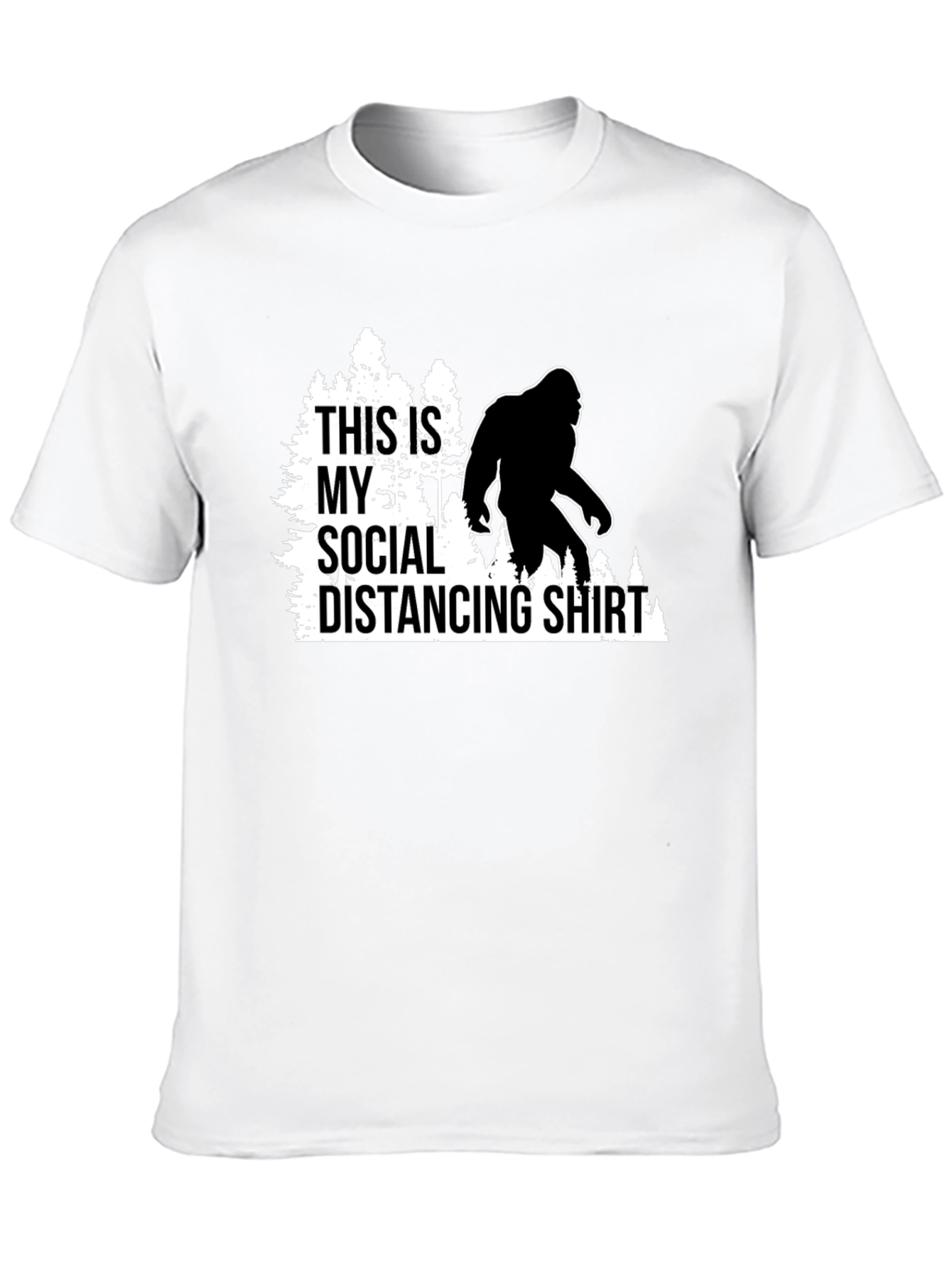 Black Funny Social Distancing Bigfoot Graphic Tee view 10