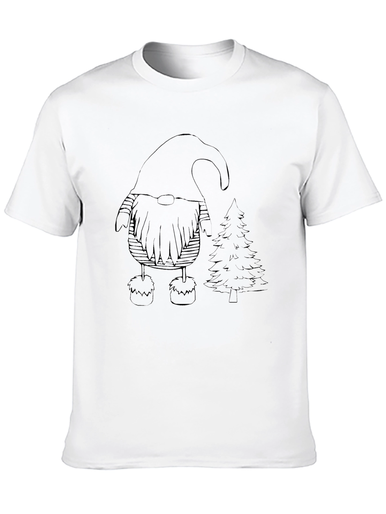 Black Whimsical Gnome & Tree Graphic Tee - Black view 10