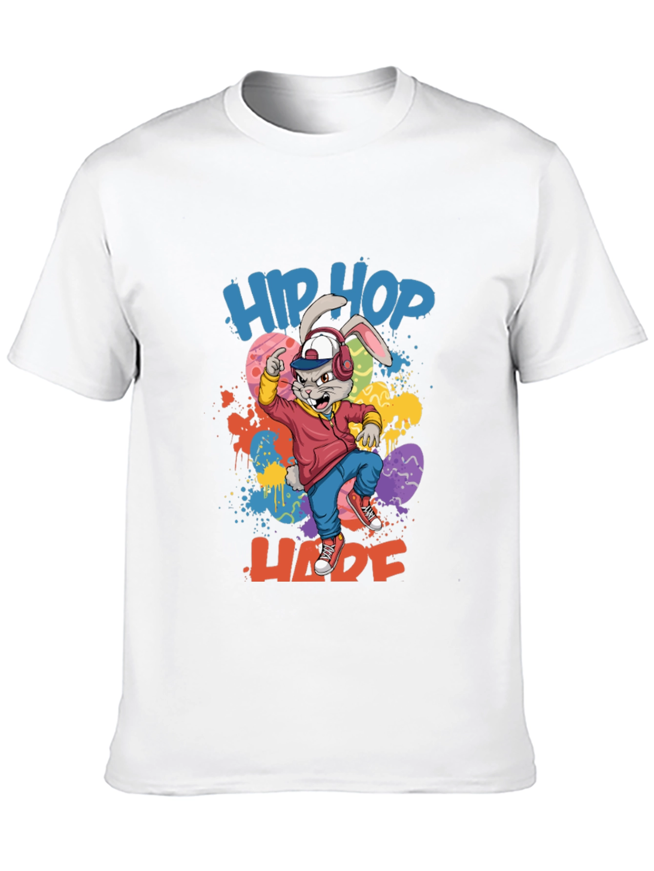 Black Hip Hop Hare Graphic Tee - Cool Bunny T-Shirt view 10