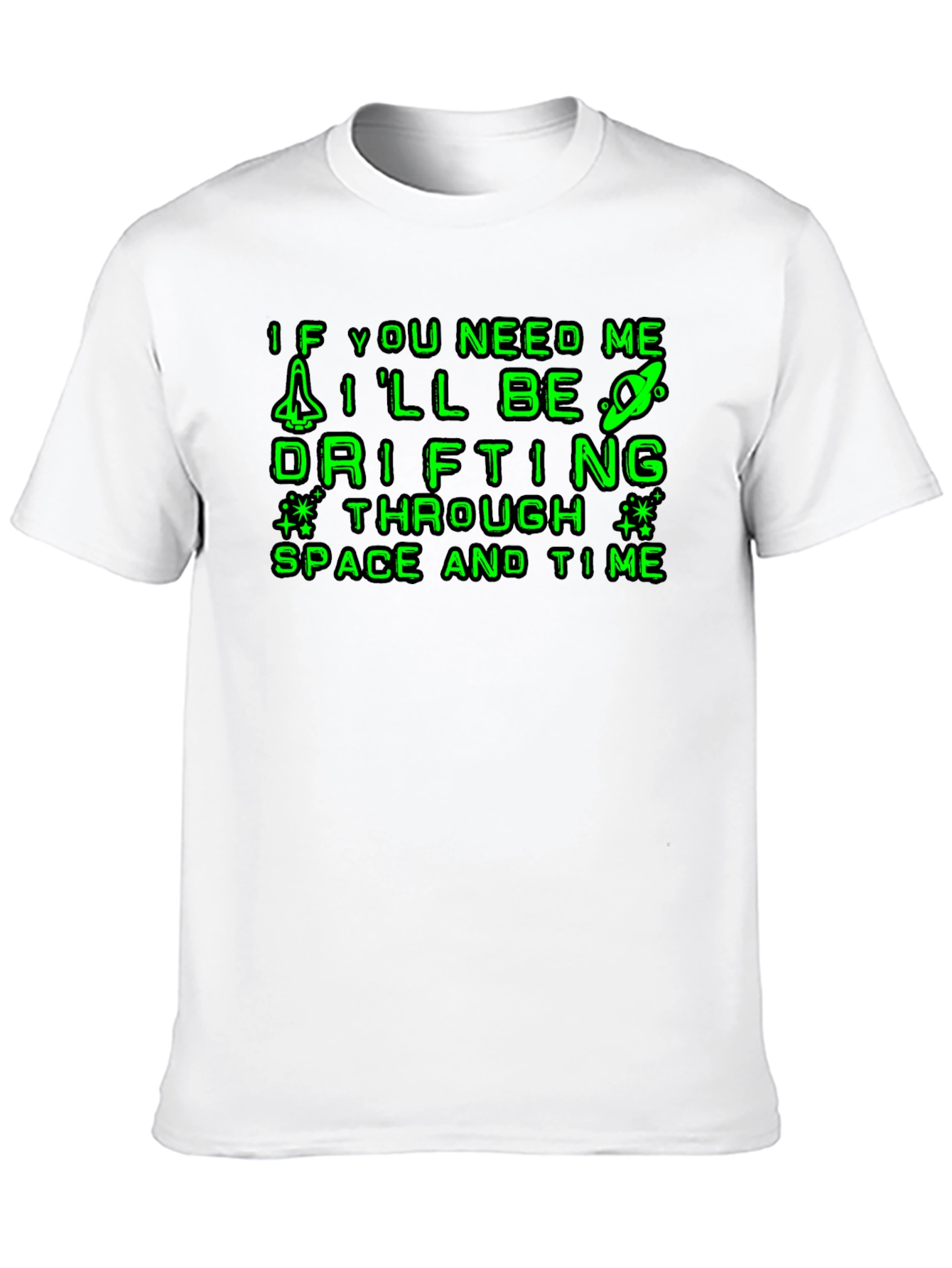 Black Drifting Through Space & Time Graphic T-Shirt view 10