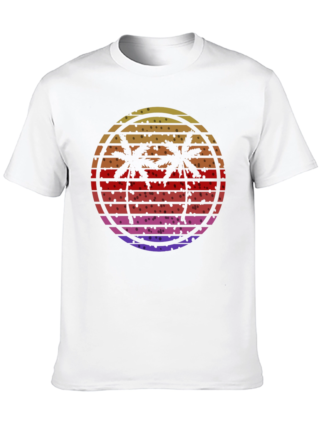 Black Retro Sunset Palm Tree Graphic T-Shirt view 10