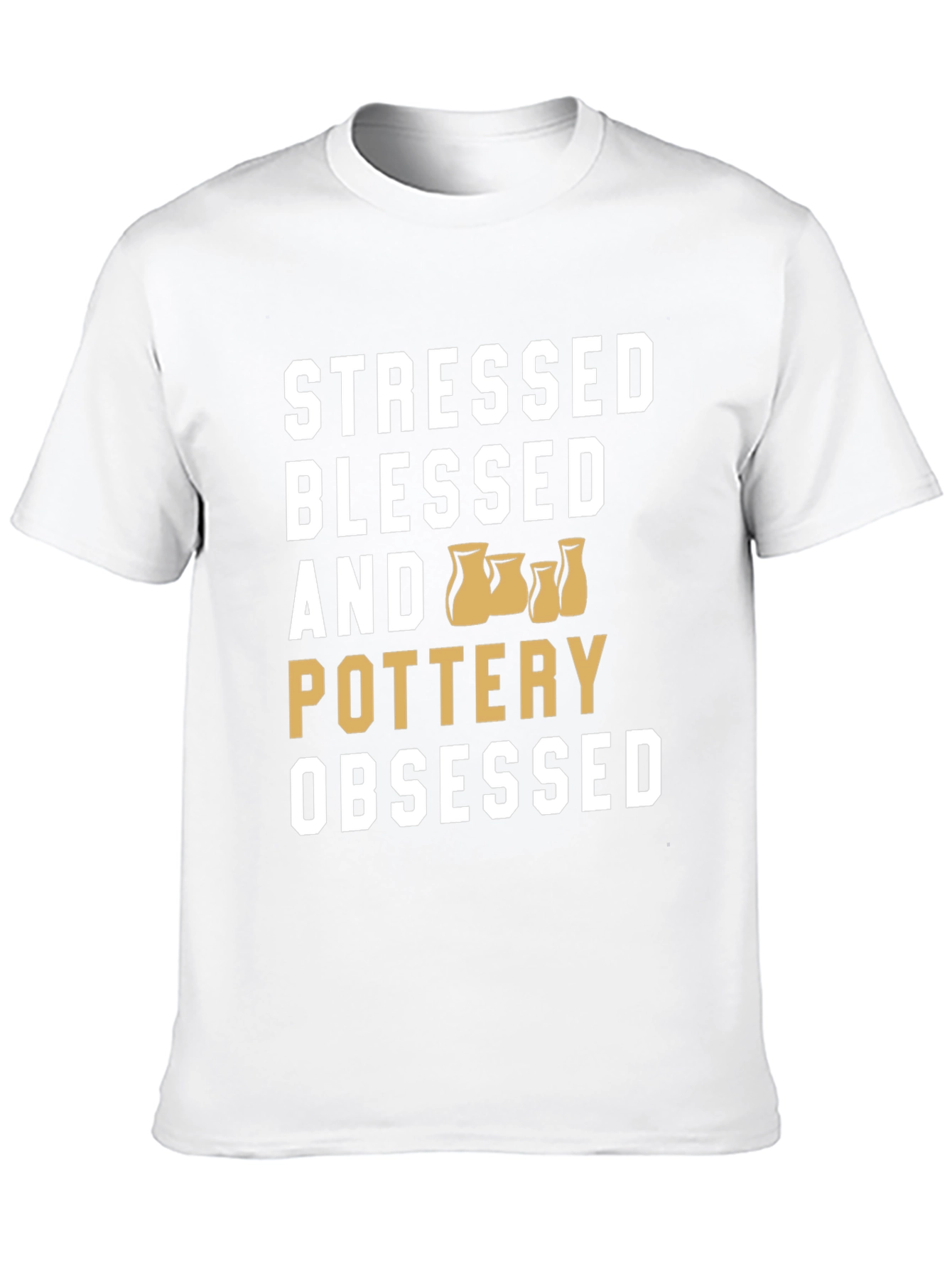 Black Stressed Blessed Pottery Obsessed T-Shirt view 10